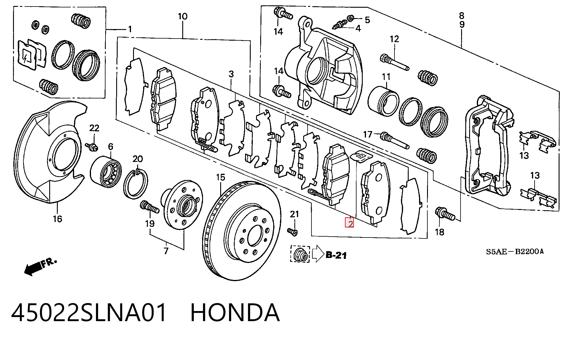 45022SLNA01 Honda Передні гальмівні колодки