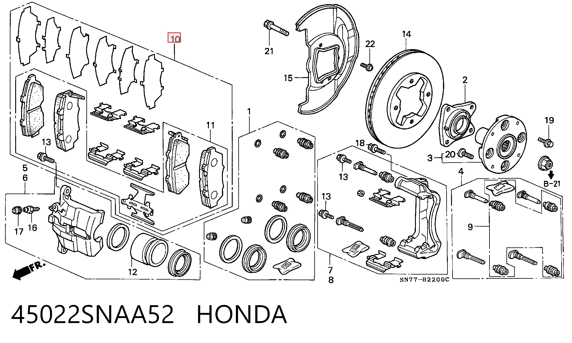 45022SNAA52 Honda Передні гальмівні колодки