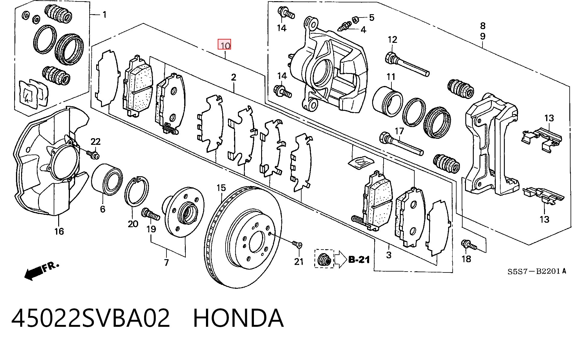 45022SVBA02 Honda Передні гальмівні колодки