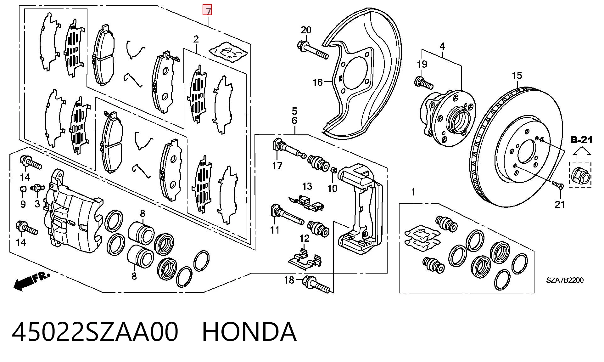 45022SZAA00 Honda Передні гальмівні колодки