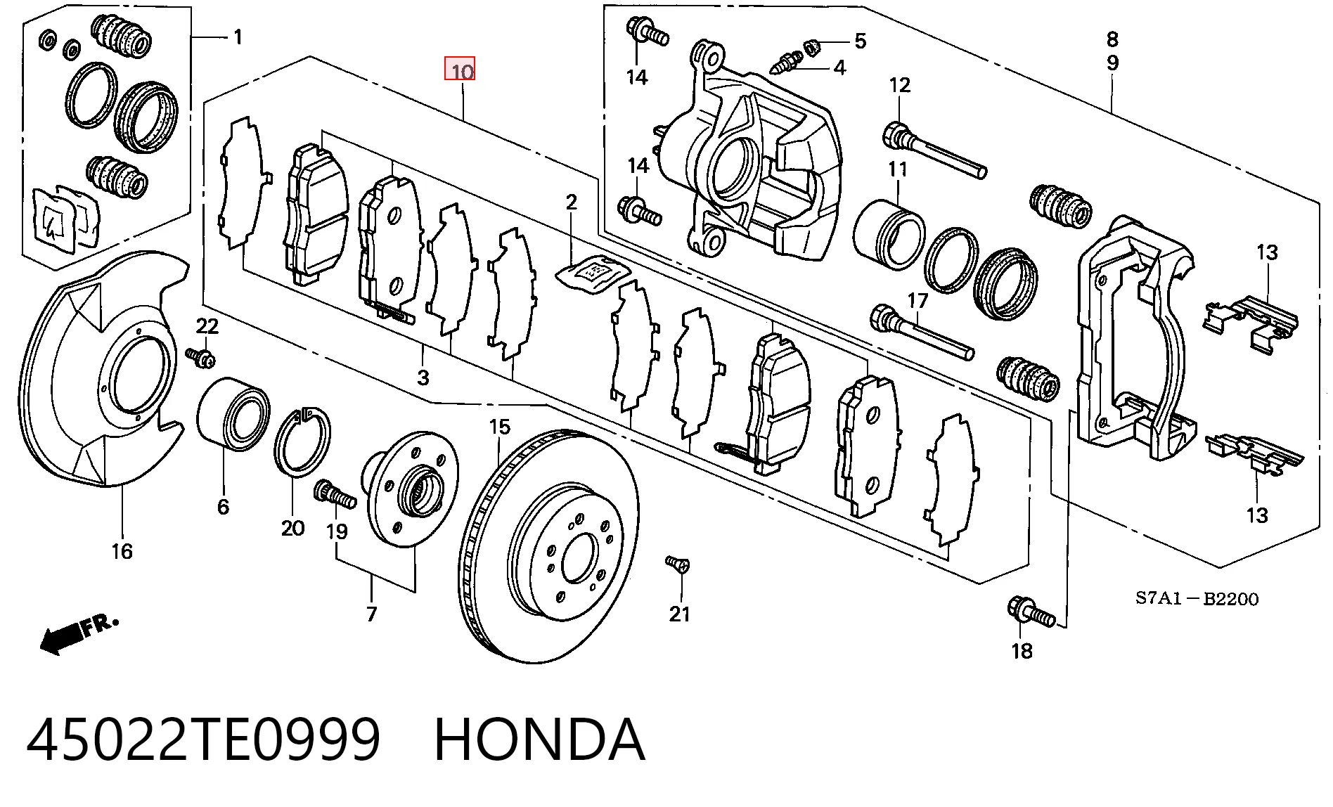 45022TE0999 Honda Передні гальмівні колодки