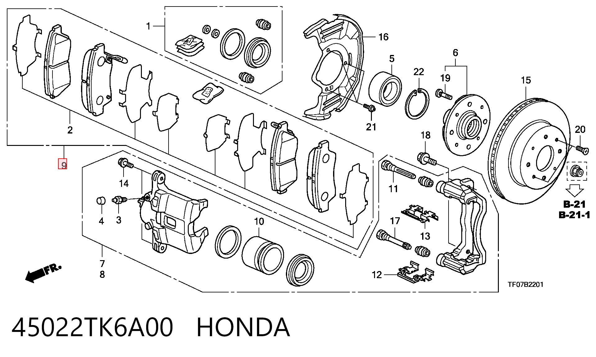 45022TK6A00 Honda Передні гальмівні колодки