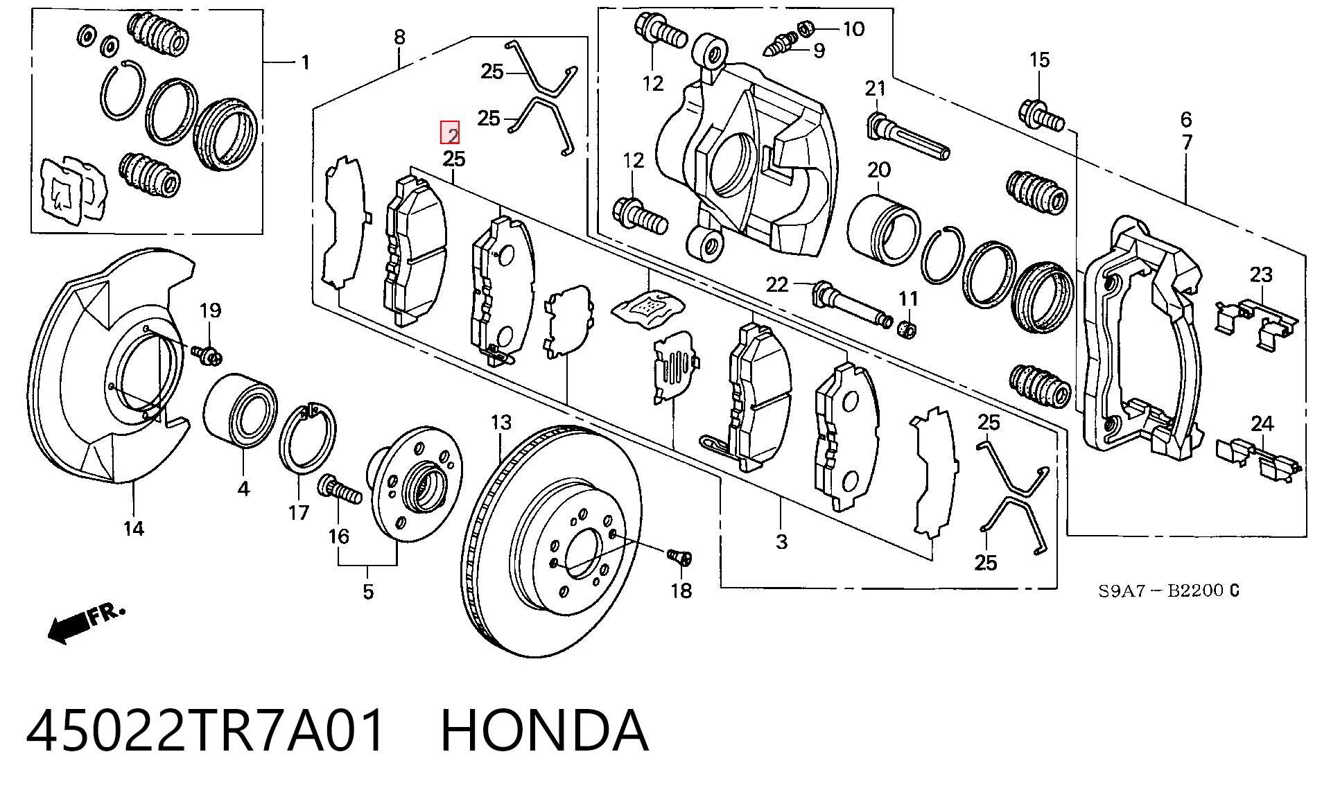 45022TR7A01 Honda Передні гальмівні колодки