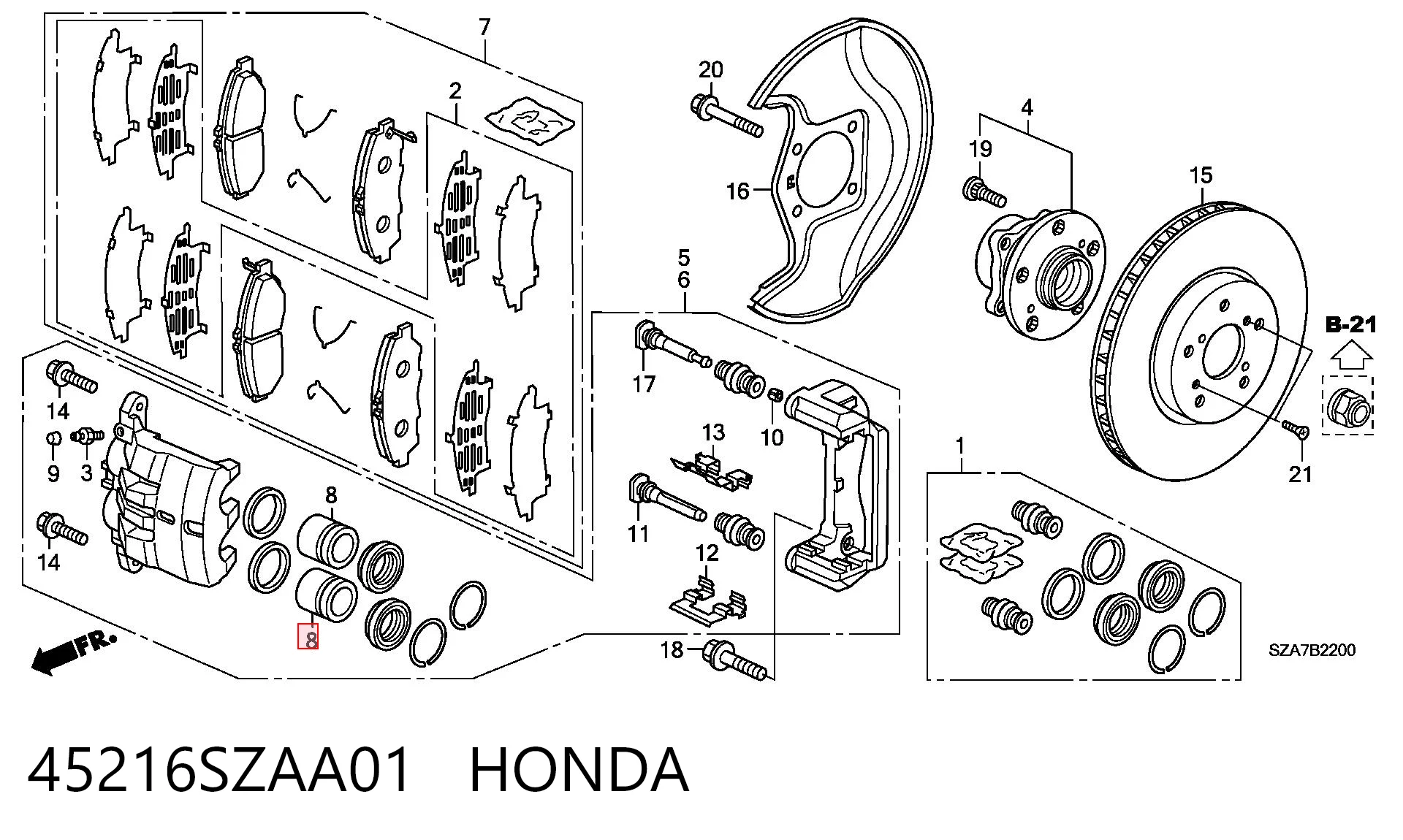 45216SZAA01 Honda Поршень гальмівного супорта переднього