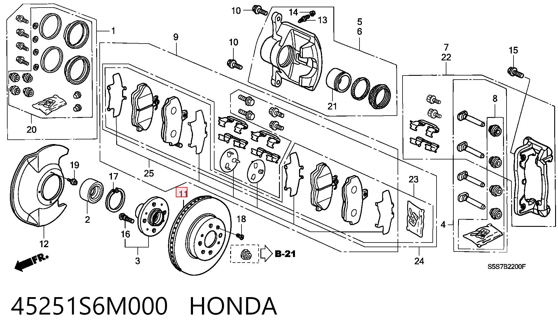 45251S6M000 Honda Гальмо дискове переднє
