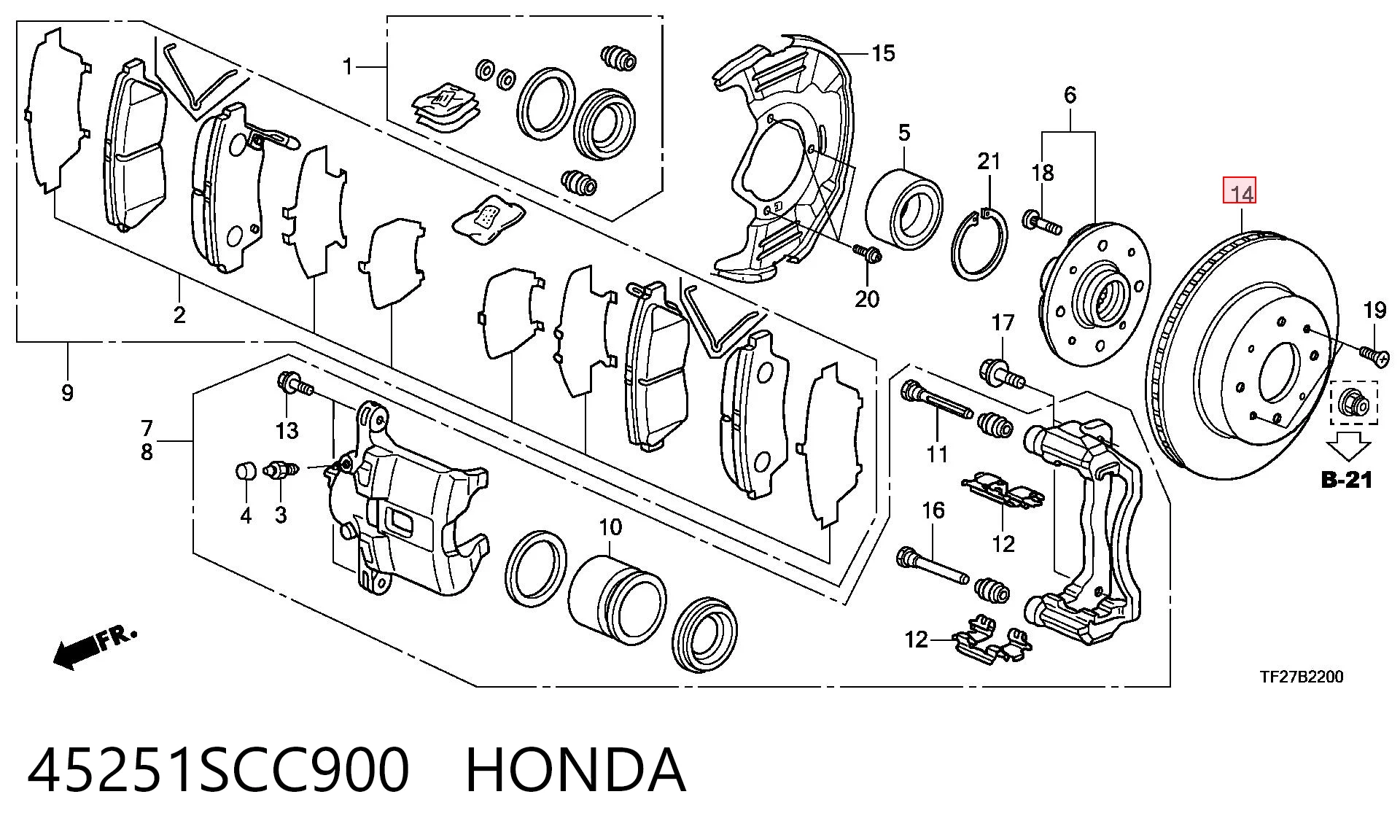 45251SCC900 Honda Гальмо дискове переднє