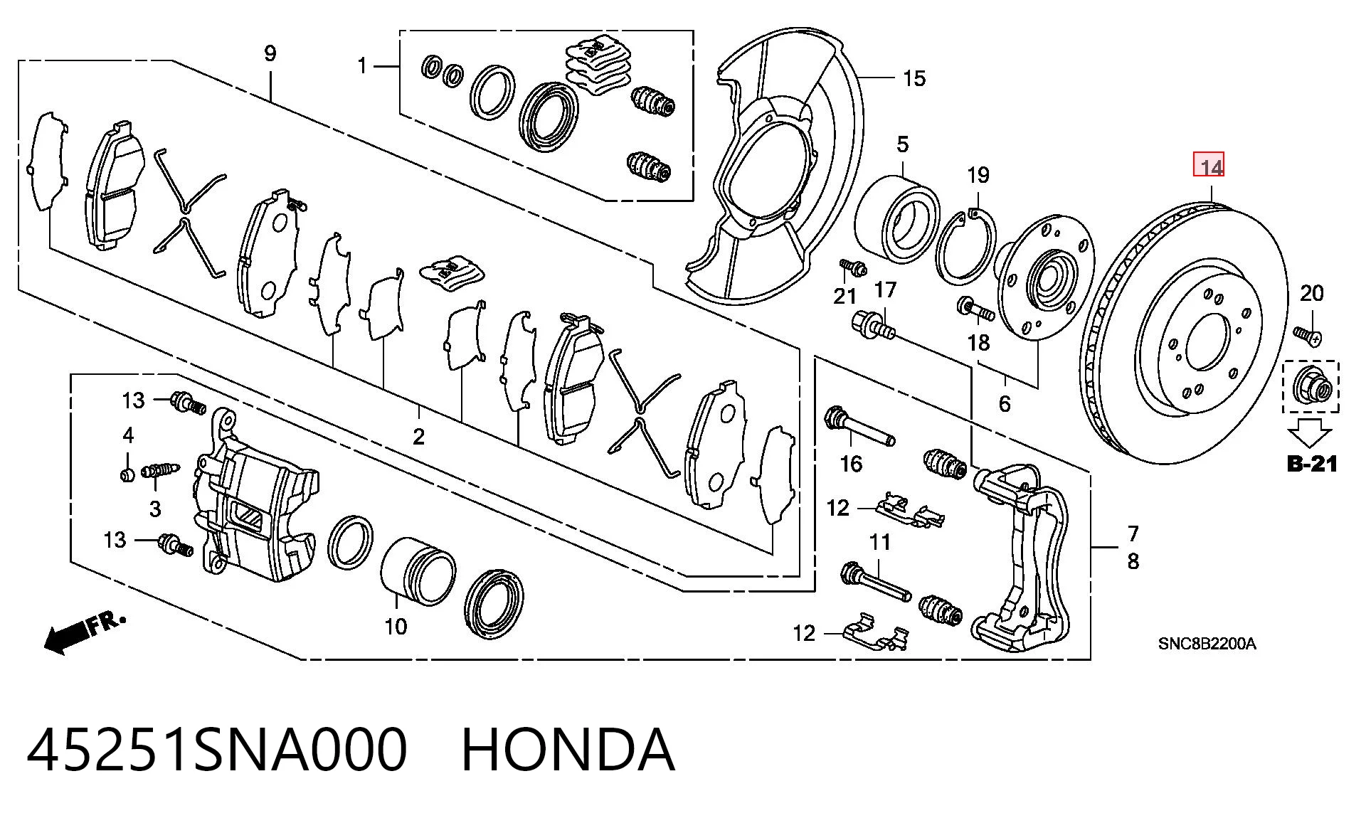 45251SNA000 Honda Гальмо дискове переднє