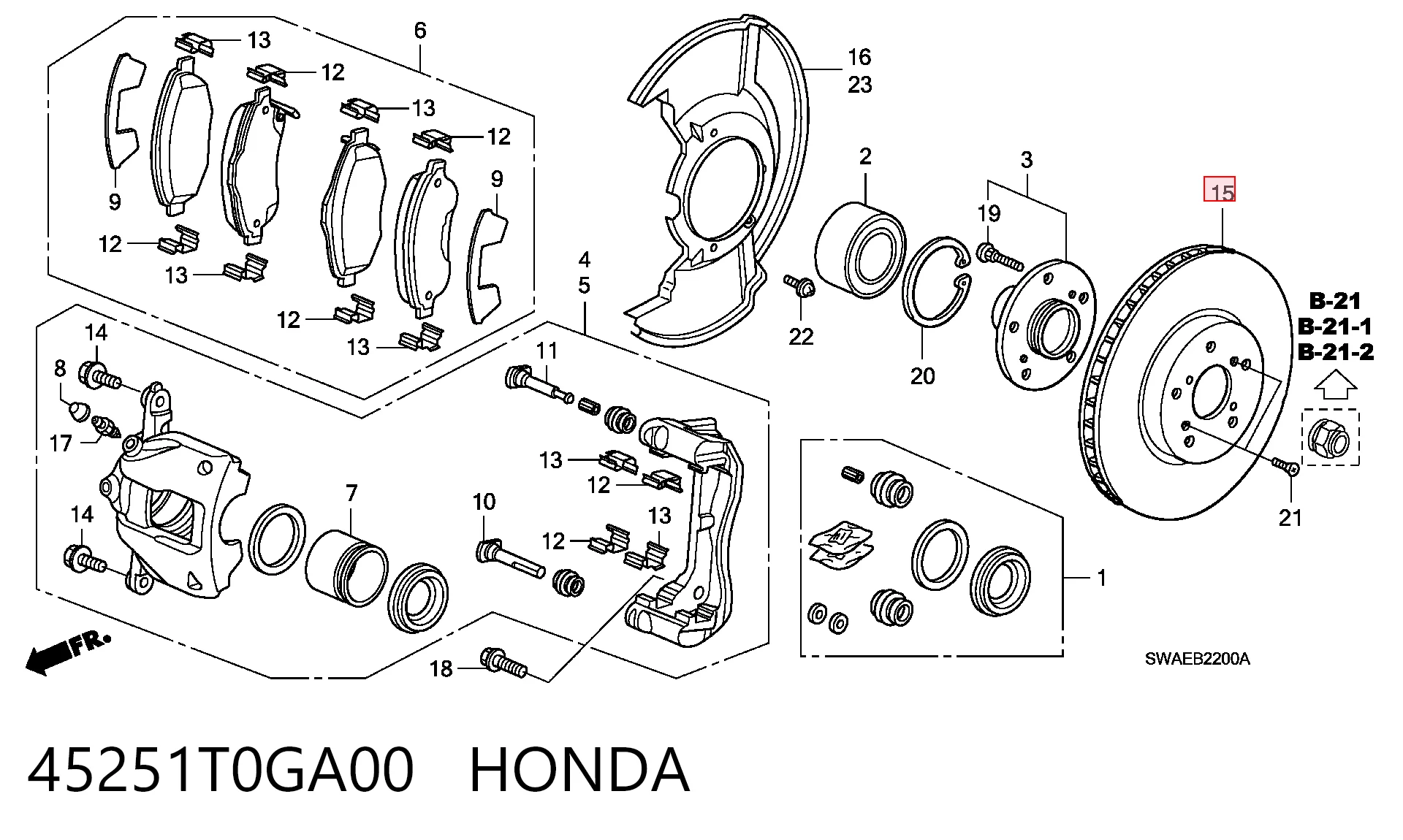 45251T0GA00 Honda Гальмо дискове переднє