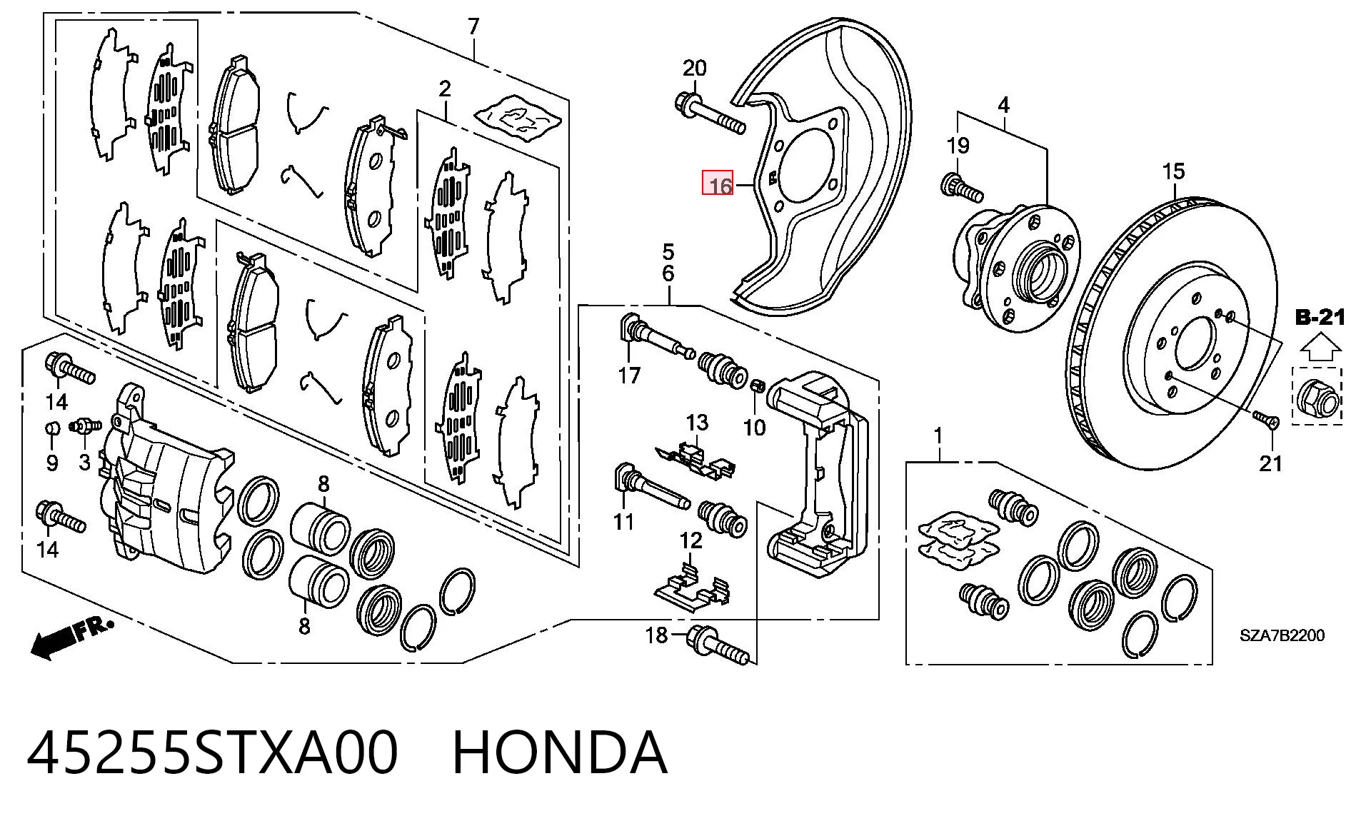 45255STXA00 Honda Захист гальмівного диска переднього