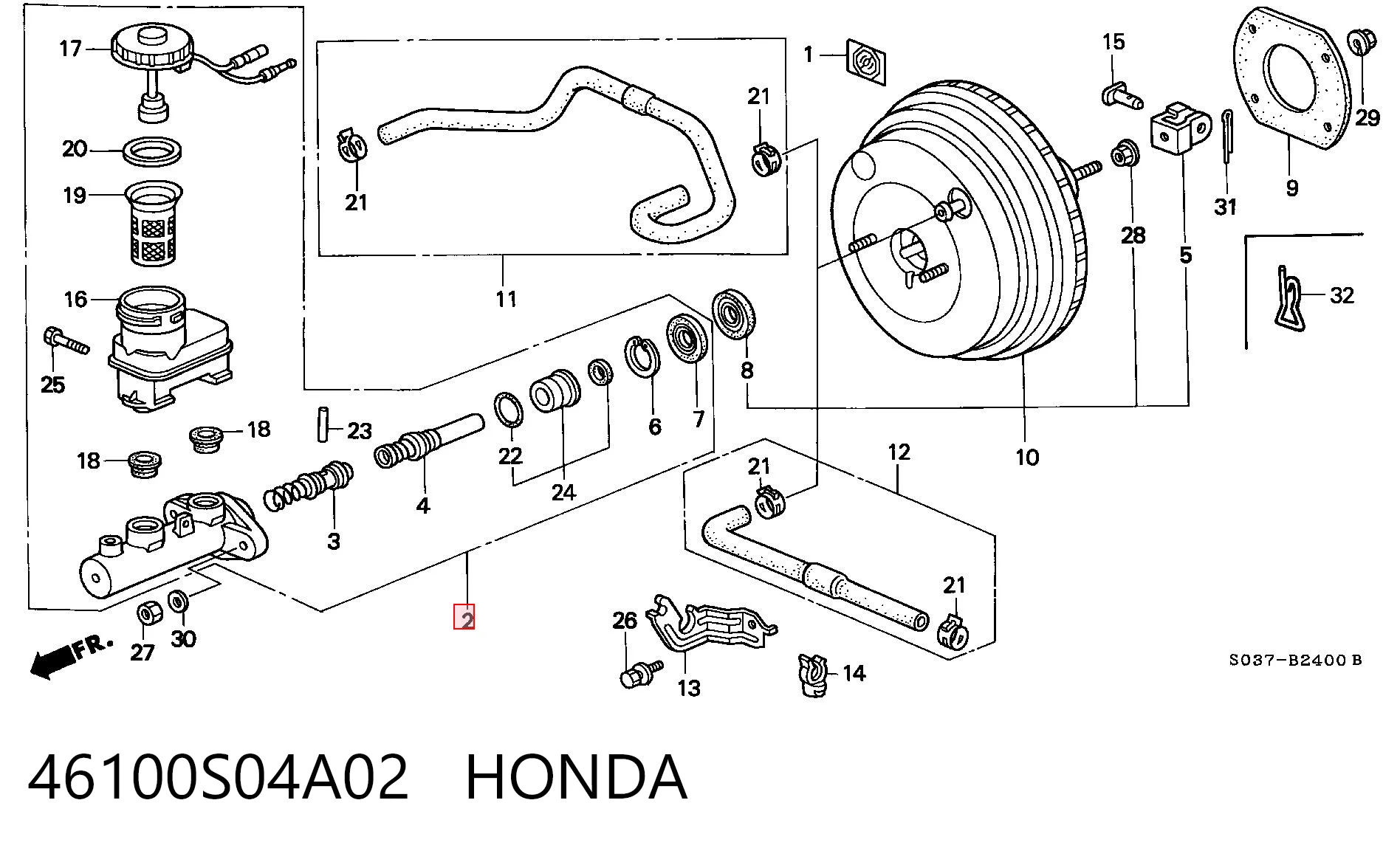 46100S04A02 Honda Циліндр гальмівний, головний