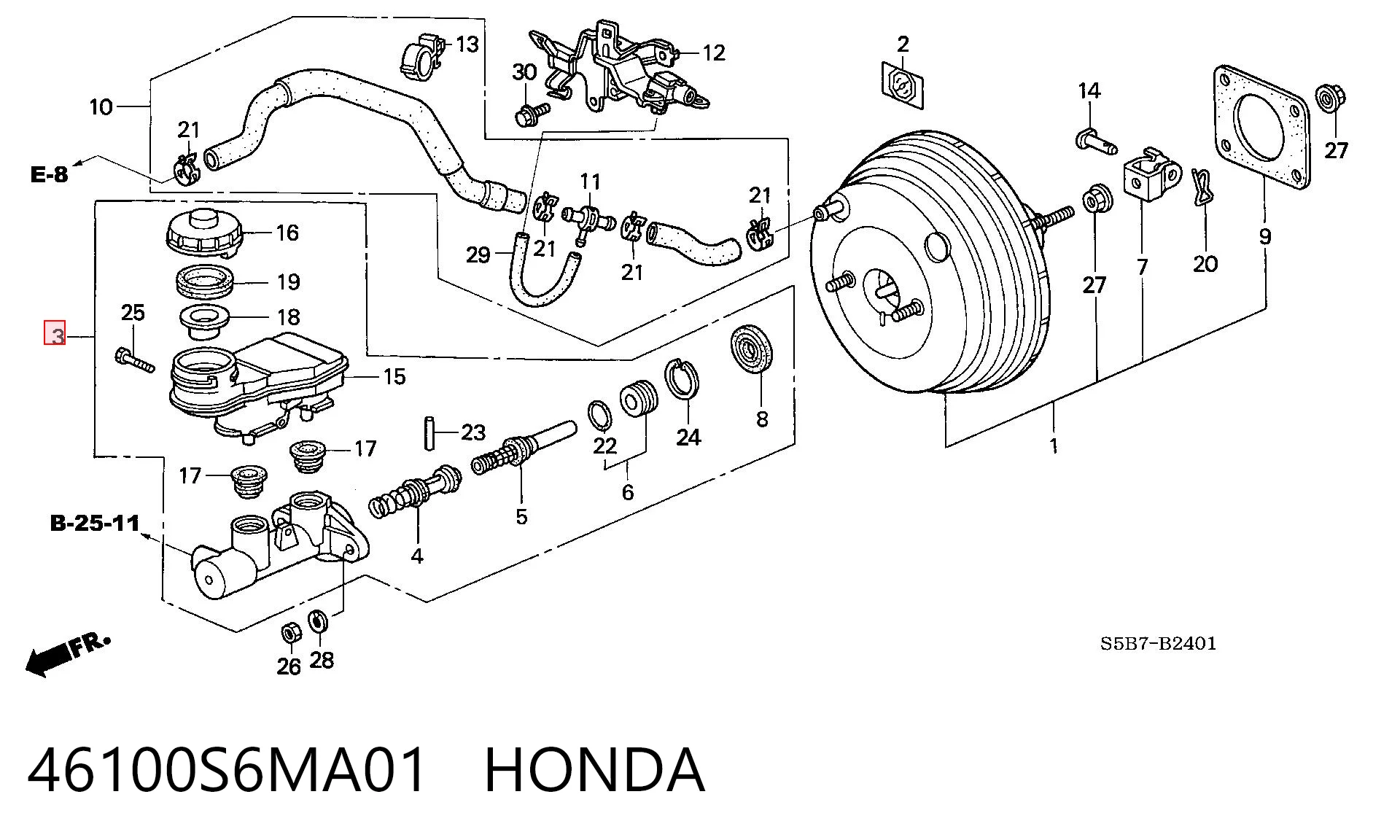 46100S6MA01 Honda Циліндр гальмівний, головний