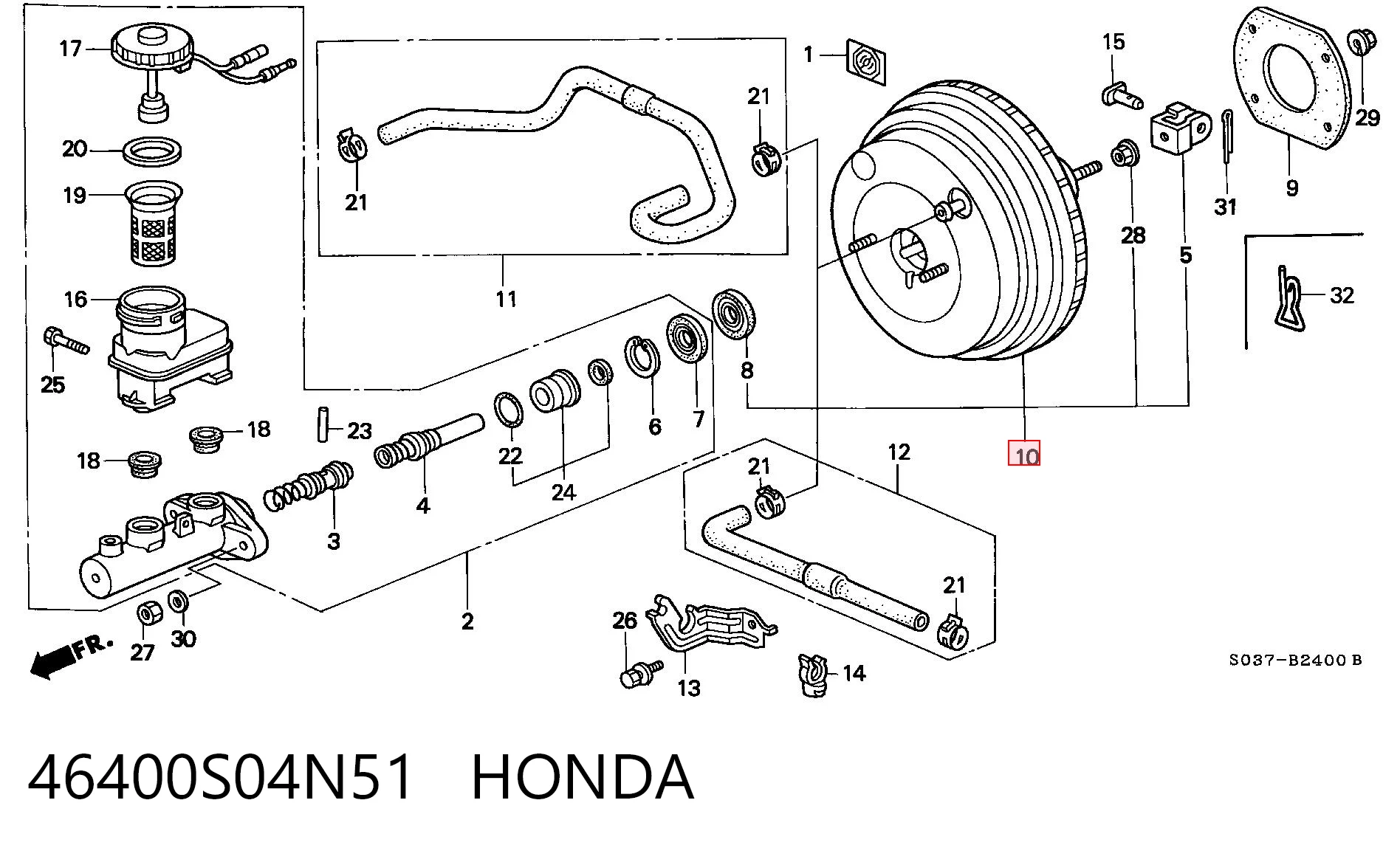 Підсилювач гальм вакуумний Honda Civic 6 EJ9, EK3/4
