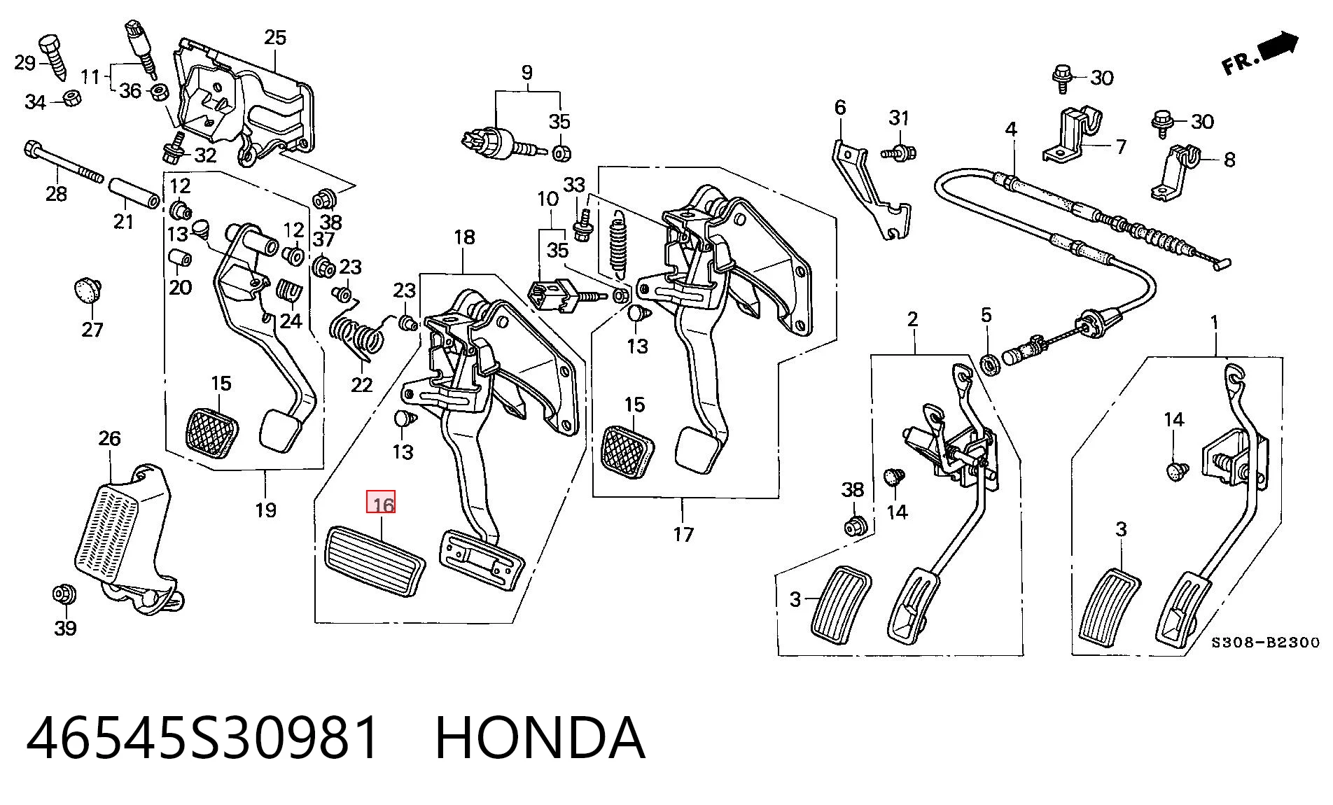 46545S30981 Honda Накладка педалі гальма