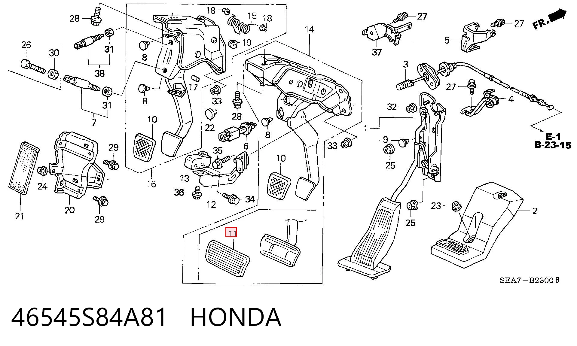 46545S84A81 Honda Накладка педалі гальма