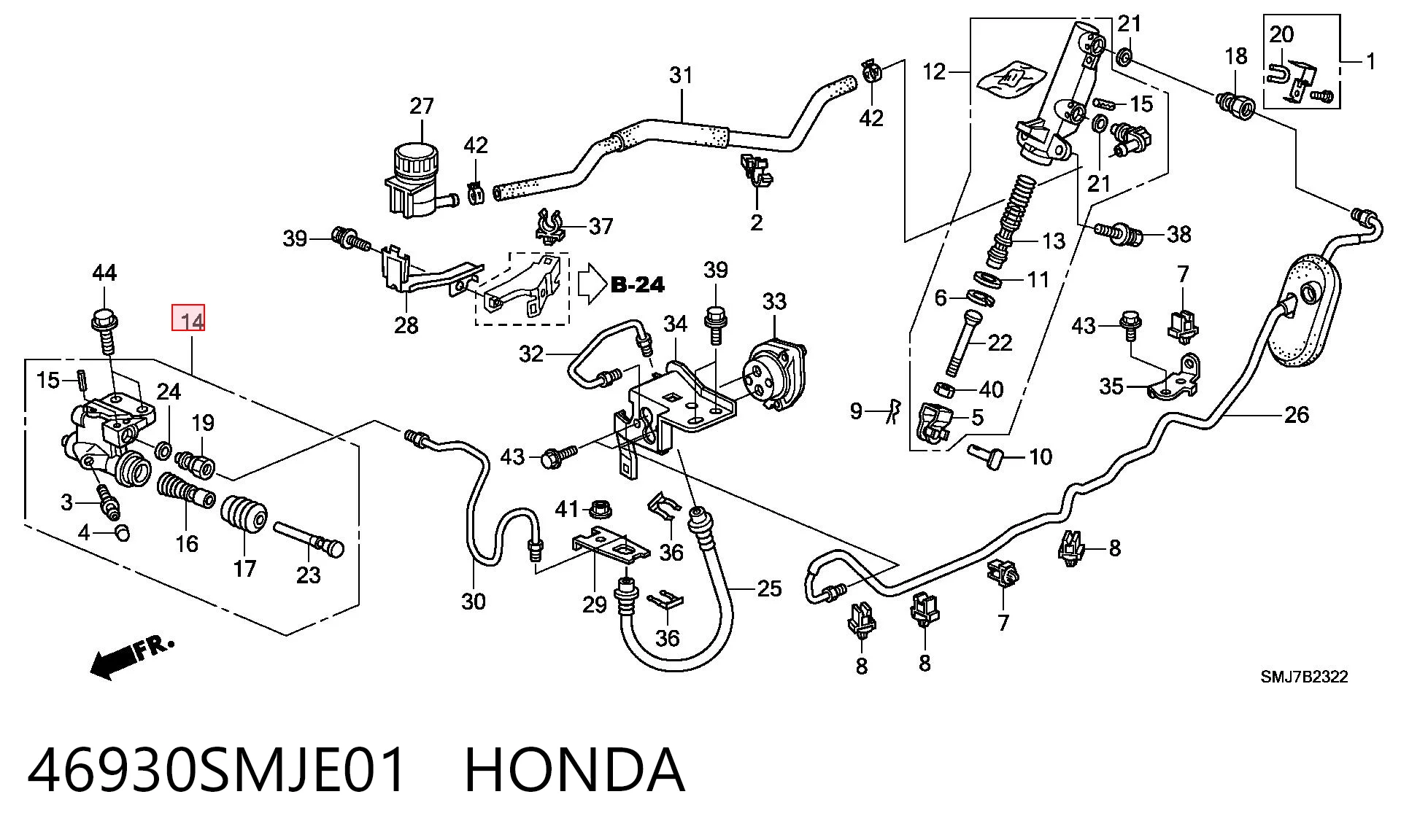 46930SMJE01 Honda Циліндр зчеплення робочий