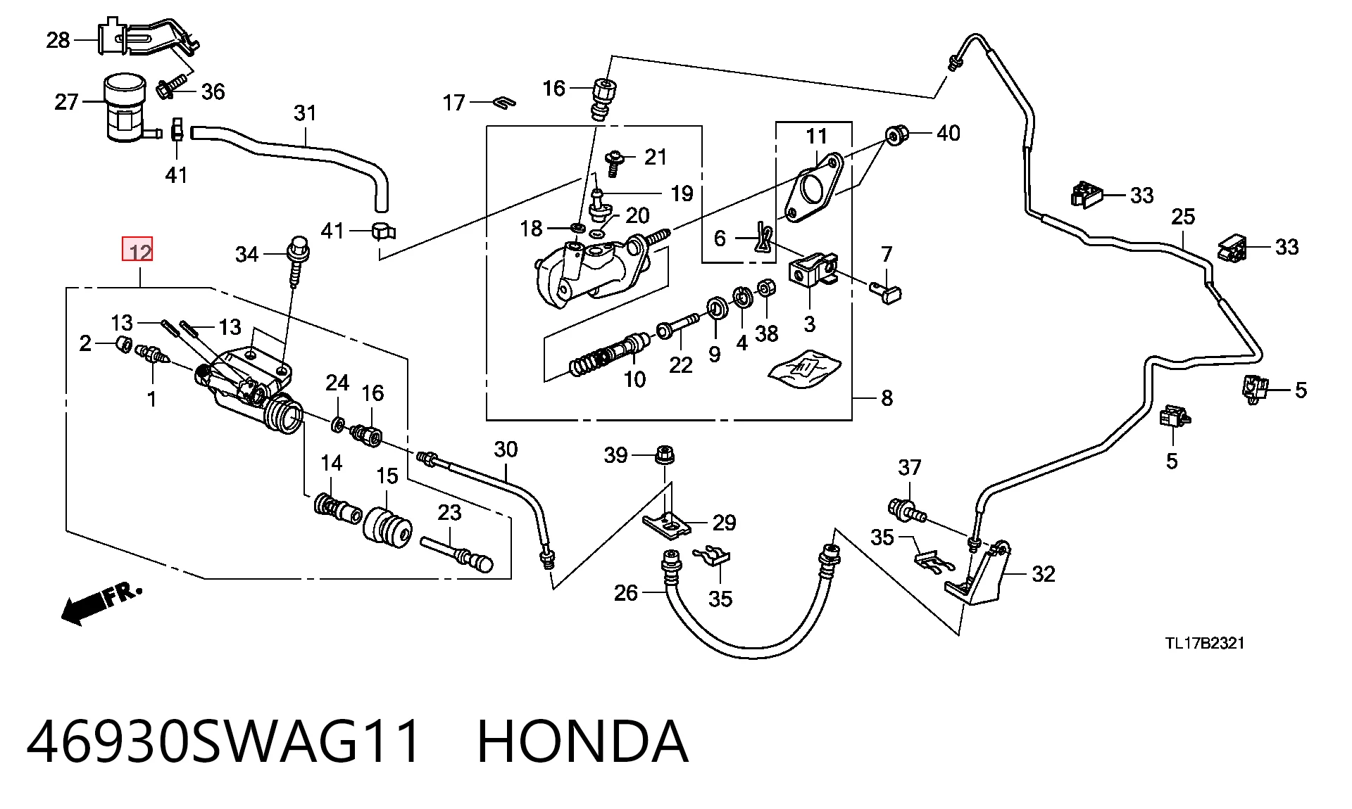 46930SWAG11 Honda Циліндр зчеплення робочий