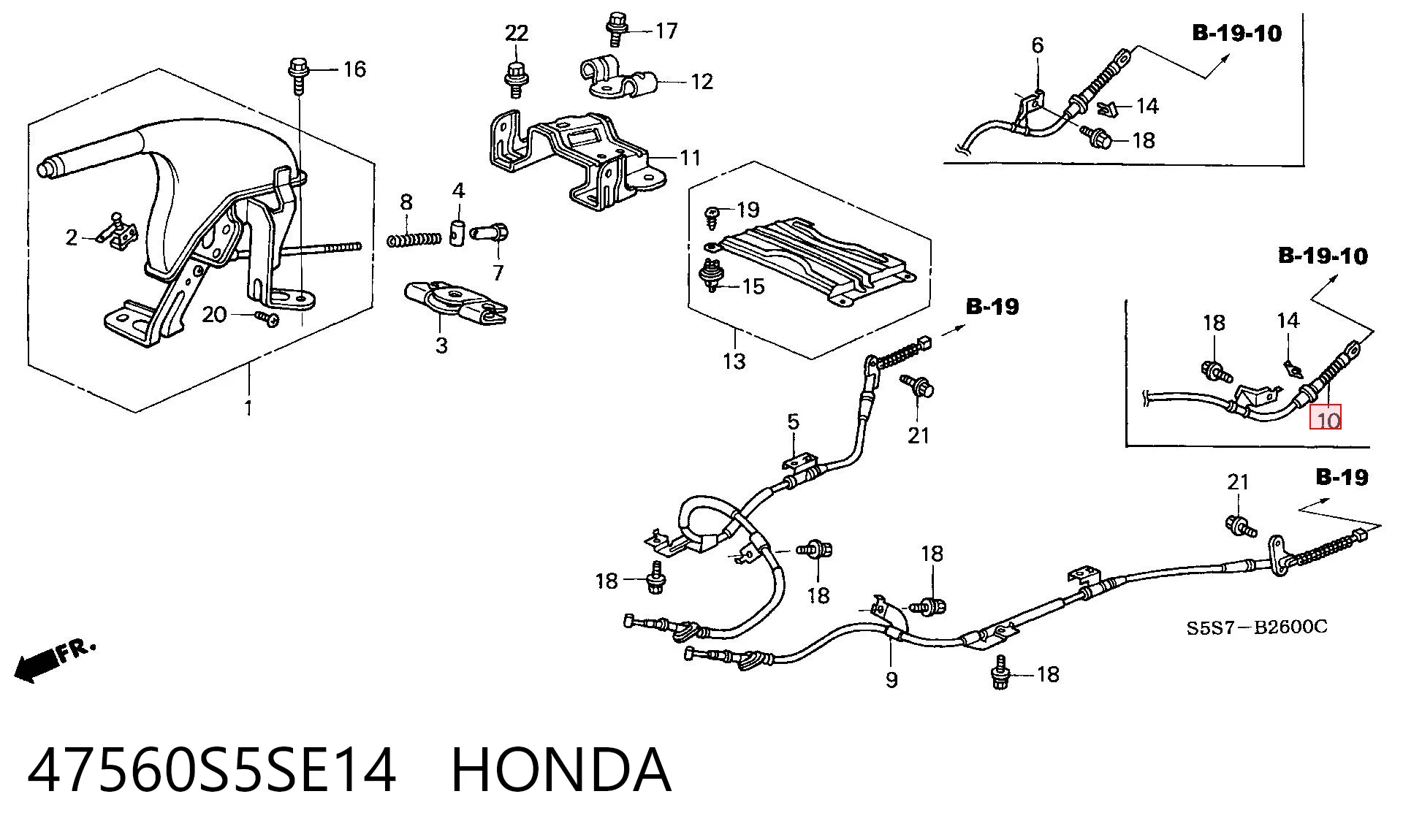 47560S5SE14 Honda Трос ручника задній лівий