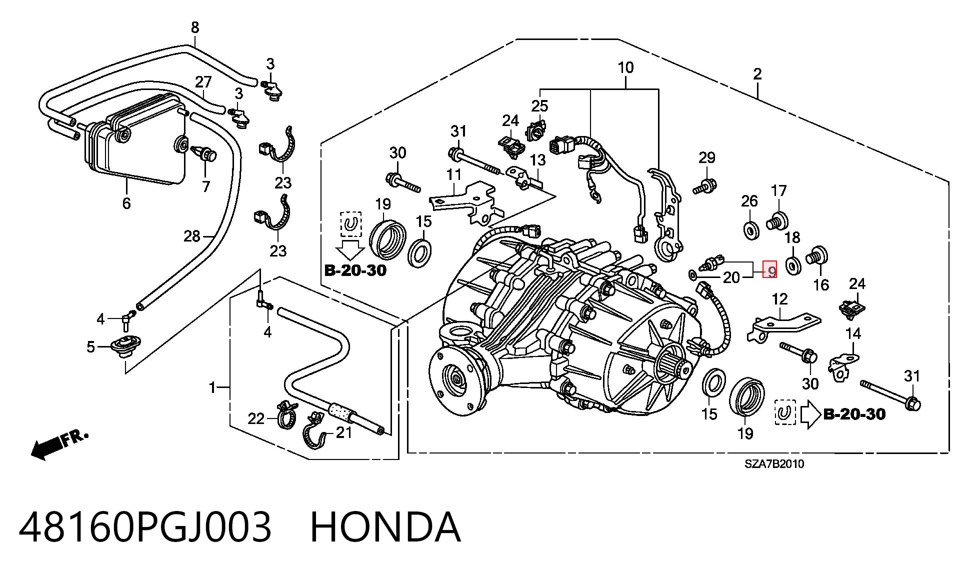 48160PGJ003 Honda Датчик температури масла заднього моста