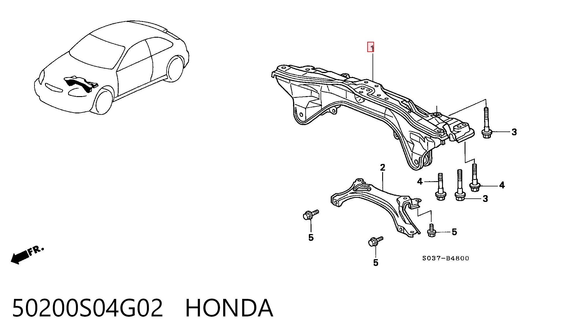 Балка передньої підвіски, підрамник Honda Civic 6 EJ9, EK3/4