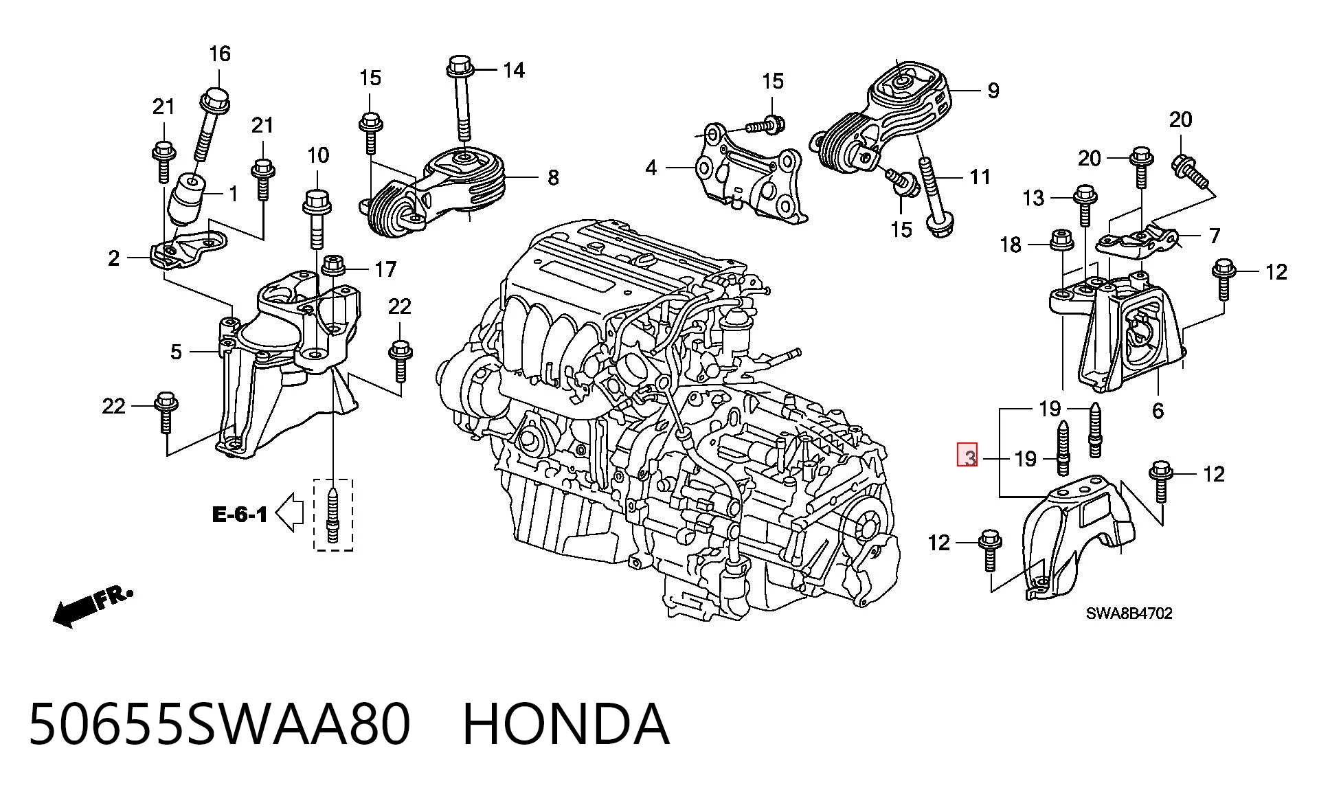50655SWAA80 Honda 