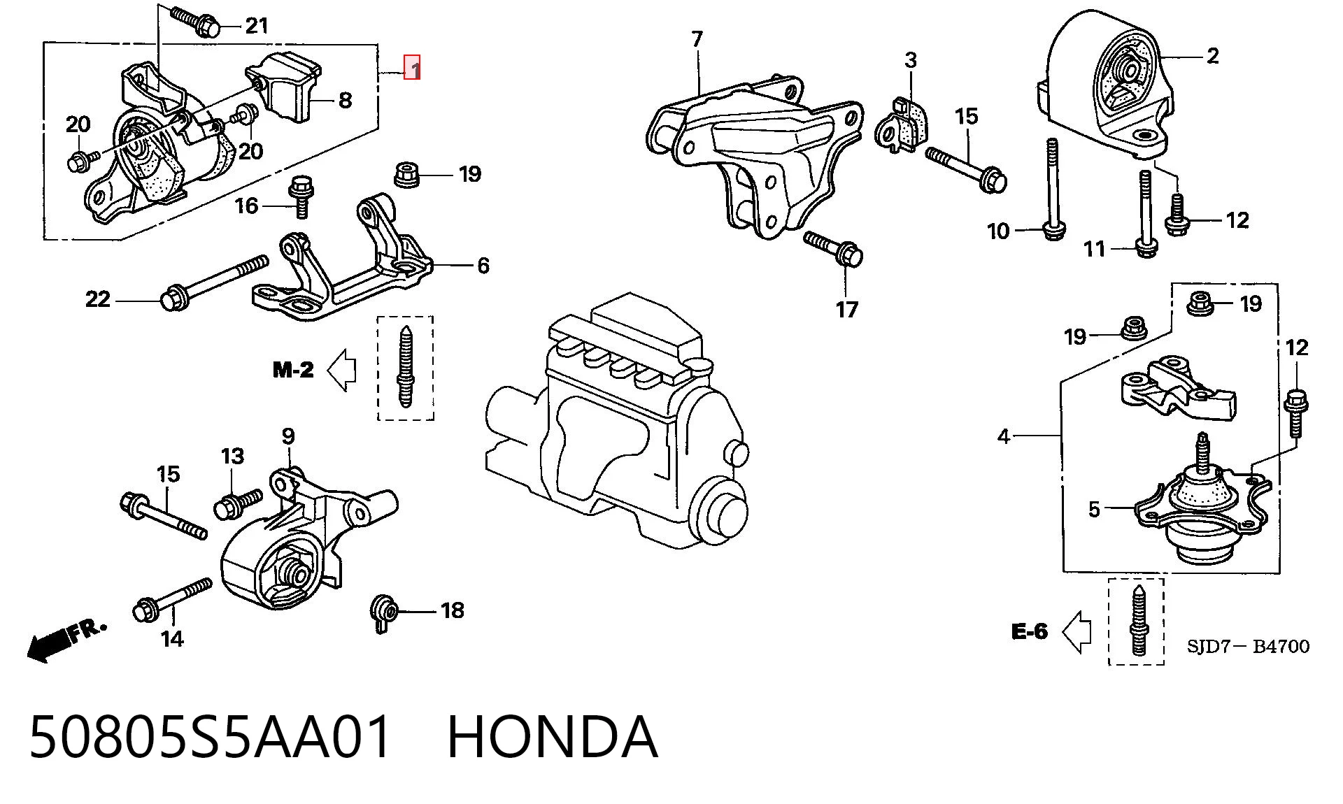 50805S5AA01 Honda Задня подушка двигуна