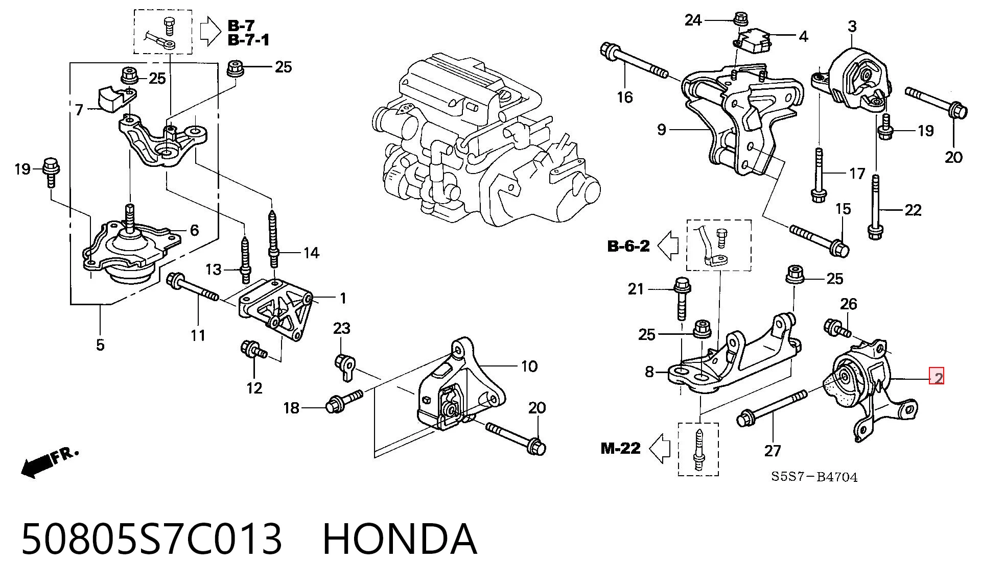 50805S7C013 Honda Ліва опора двигуна
