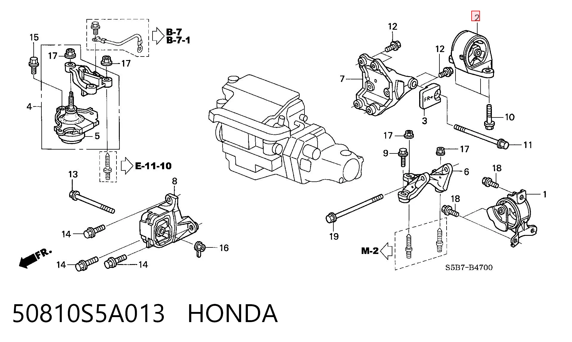 50810S5A013 Honda Задня подушка двигуна