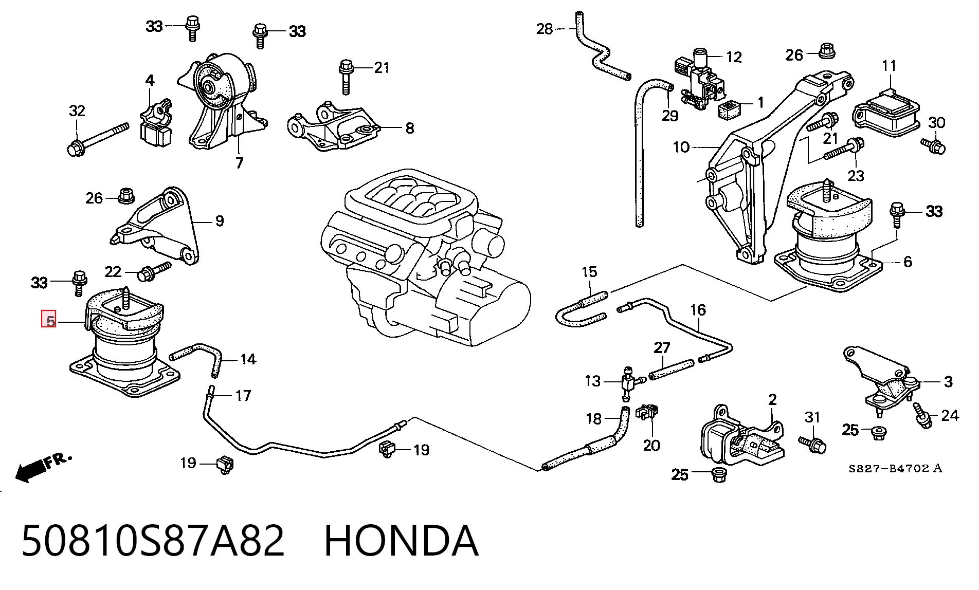50810S87A82 Honda Подушка передньої опори двигуна