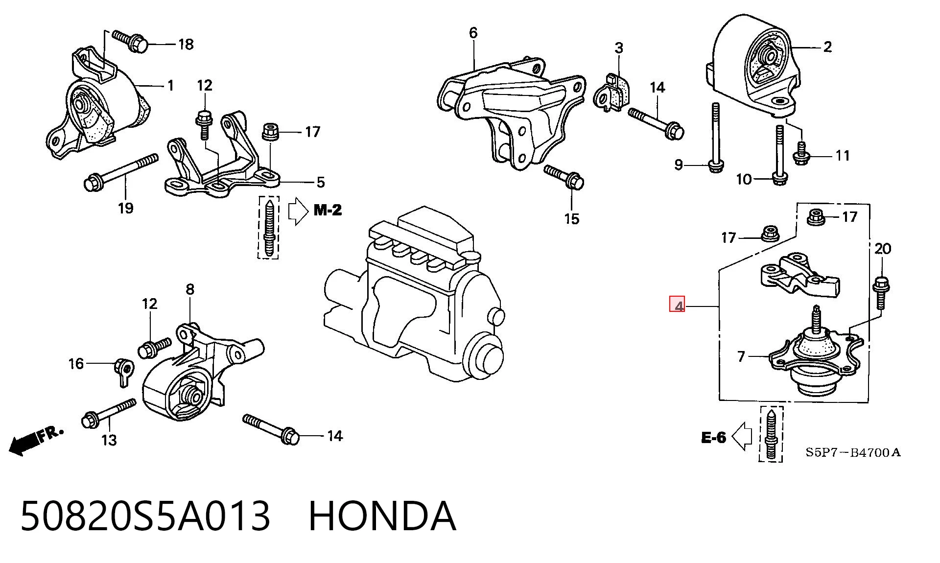 50820S5A013 Honda Ліва опора двигуна