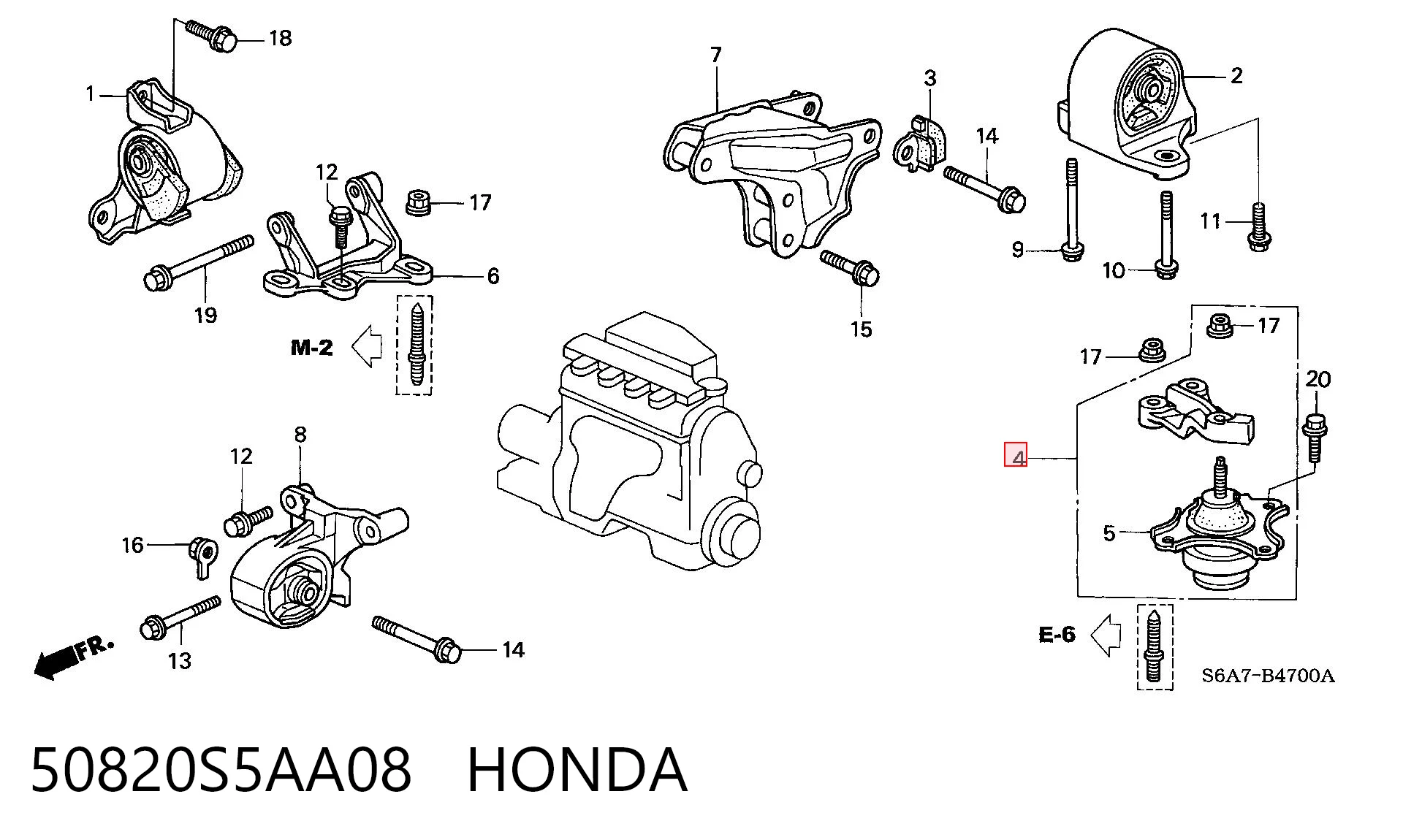 50820S5AA08 Honda Ліва опора двигуна