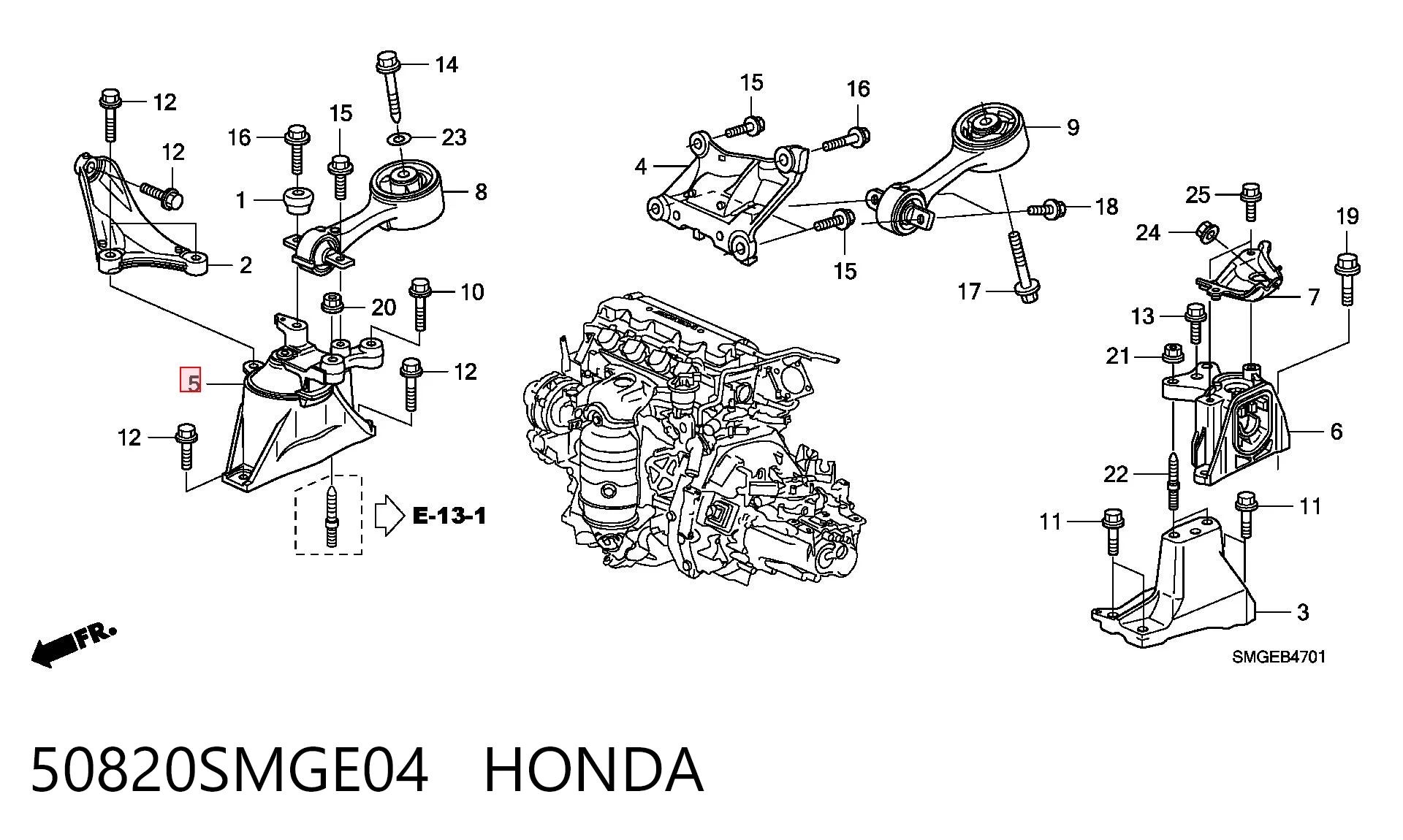  Подушка двигуна передня Honda Civic 8