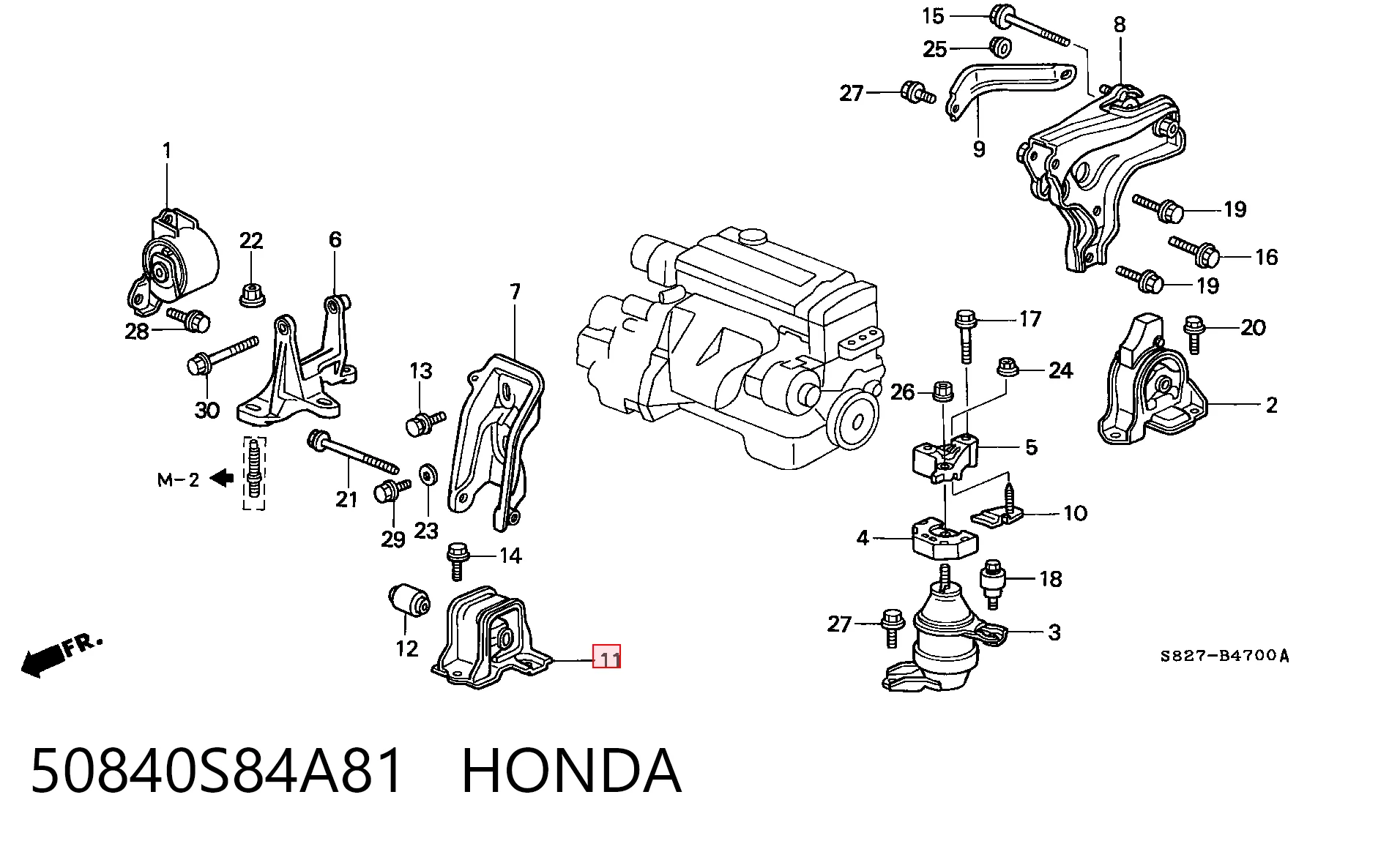 50840S84A81 Honda Подушка передньої опори двигуна