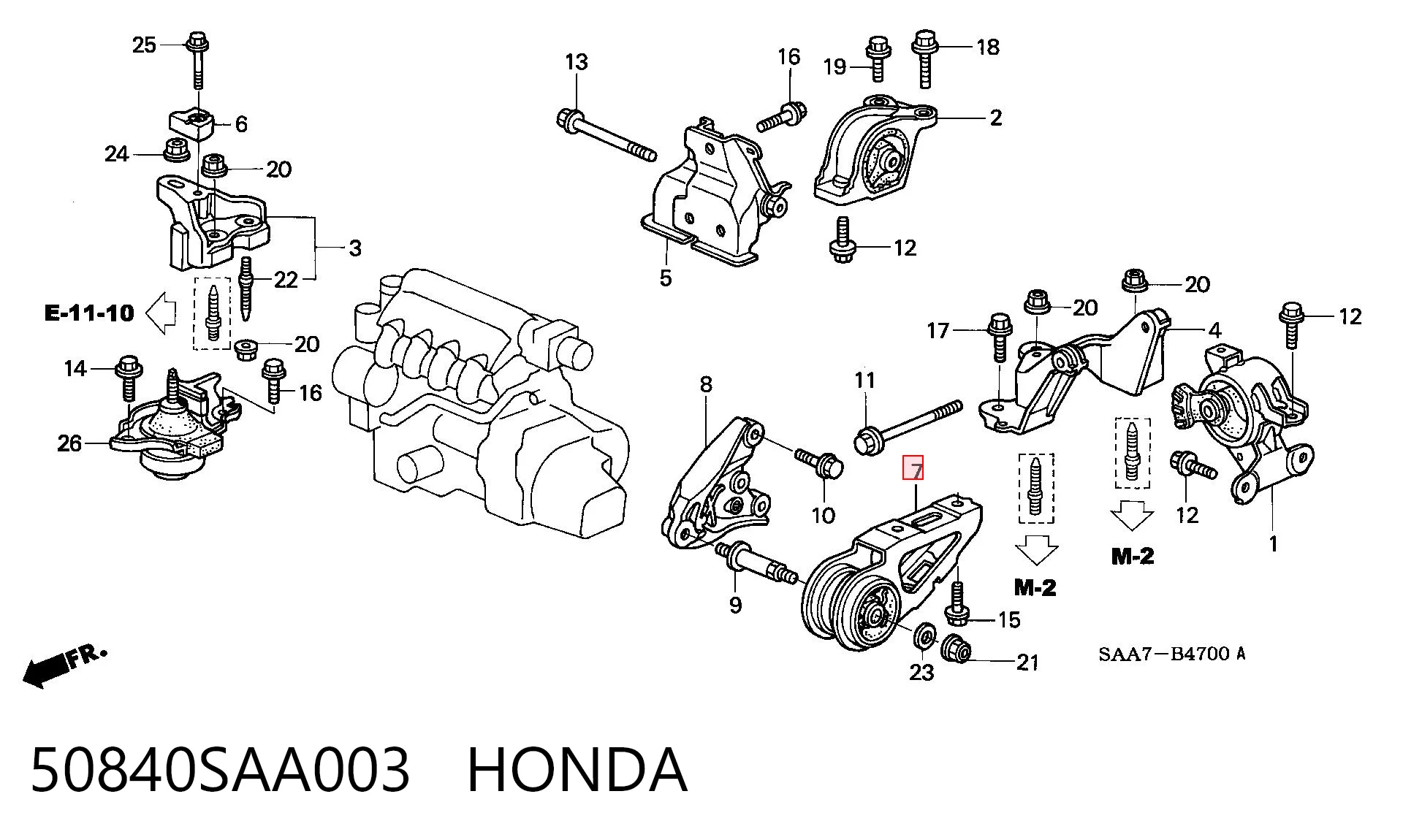 50840SAA003 Honda Подушка передньої опори двигуна