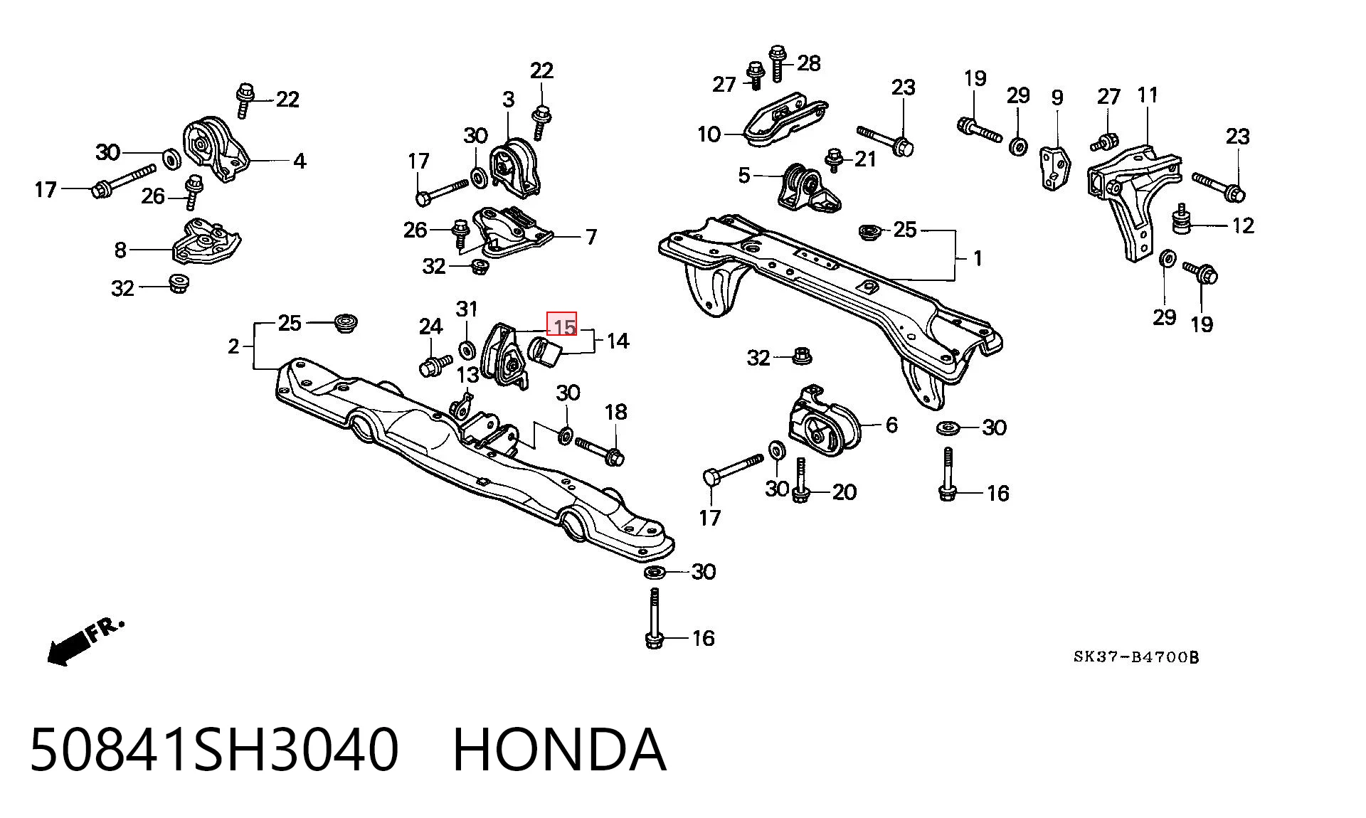 50841SH3040 Honda Подушка передньої опори двигуна
