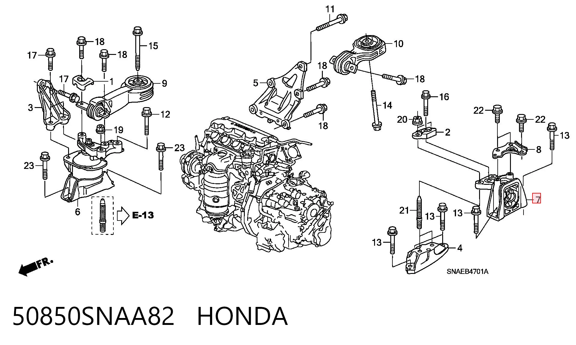 50850SNAA82 Honda Ліва опора двигуна