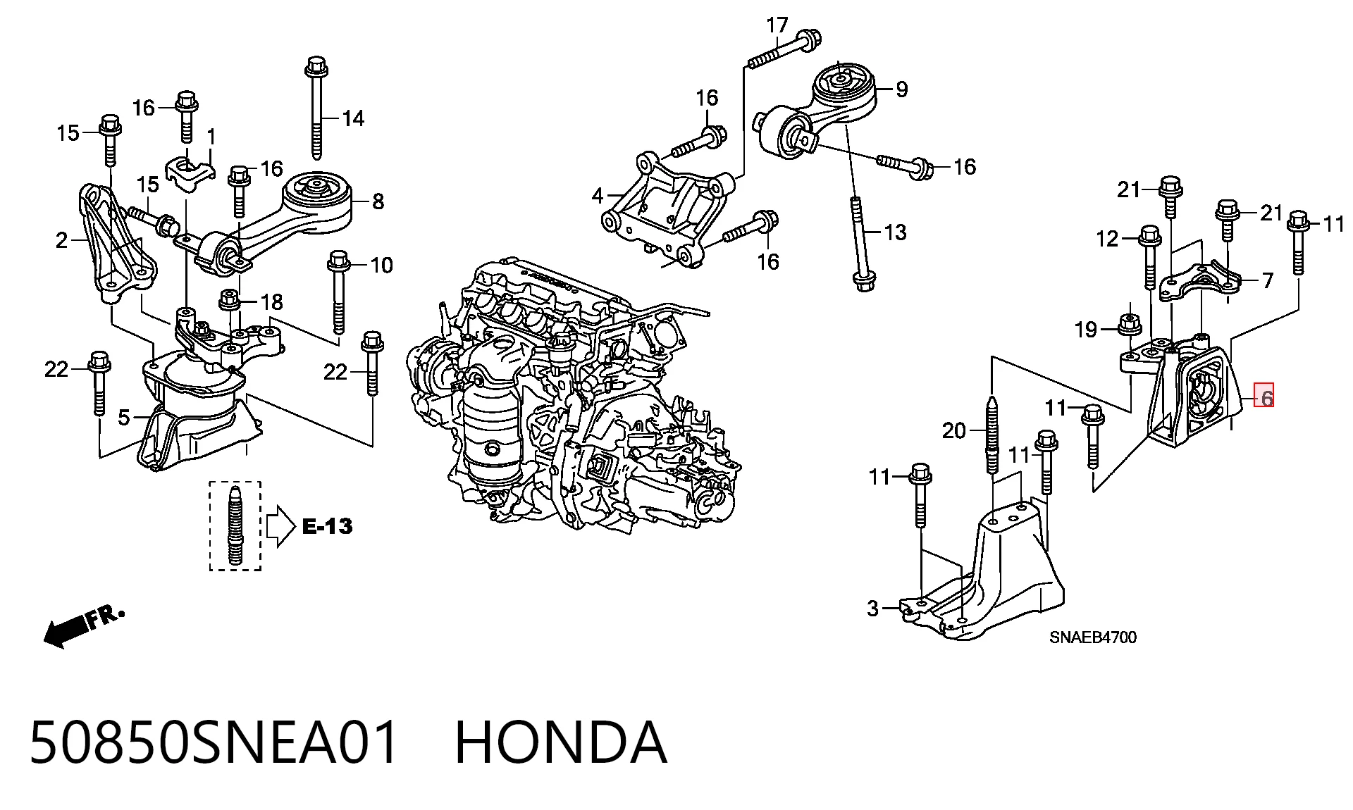 50850SNEA01 Honda Ліва опора двигуна