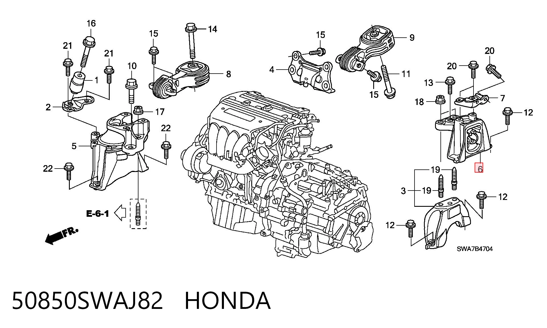 50850SWAJ82 Honda Ліва опора двигуна