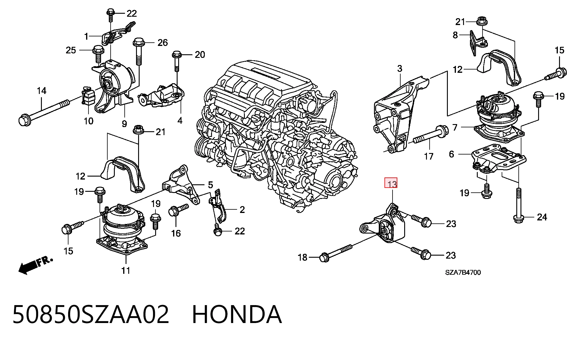 50850SZAA02 Honda Опора кпп