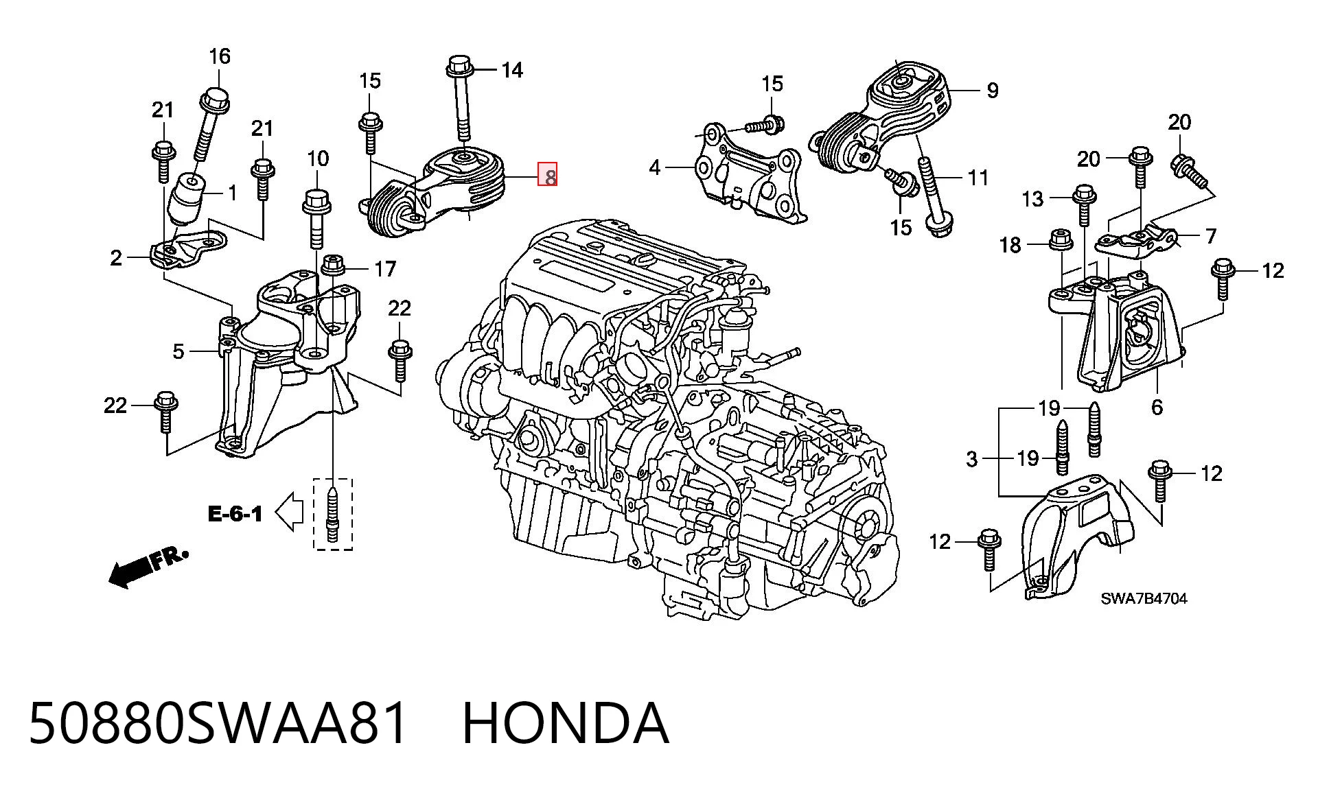 50880SWAA81 Honda Подушка (опора) двигуна, верхня