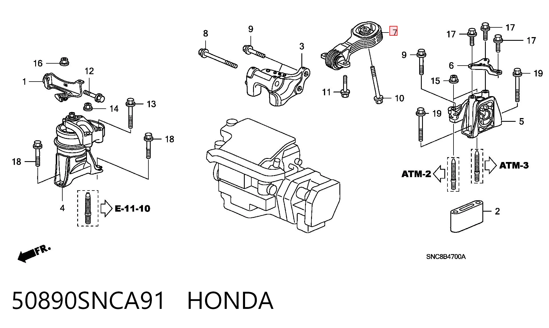 Подушка (опора) двигуна, задня SAT ST50890SNCA91 ціна, від 77.62 USD