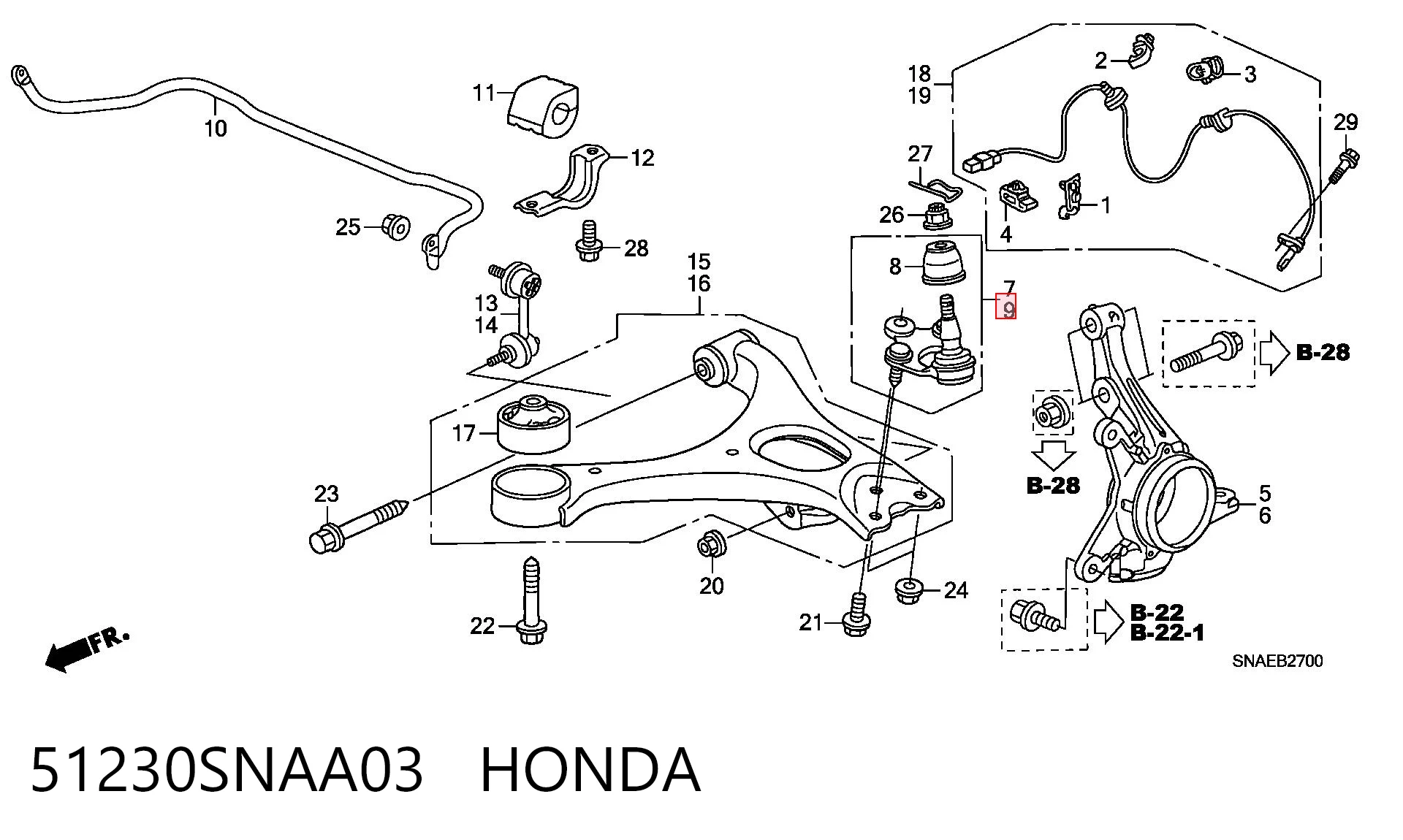 51230SNAA03 Honda Кульові на авто