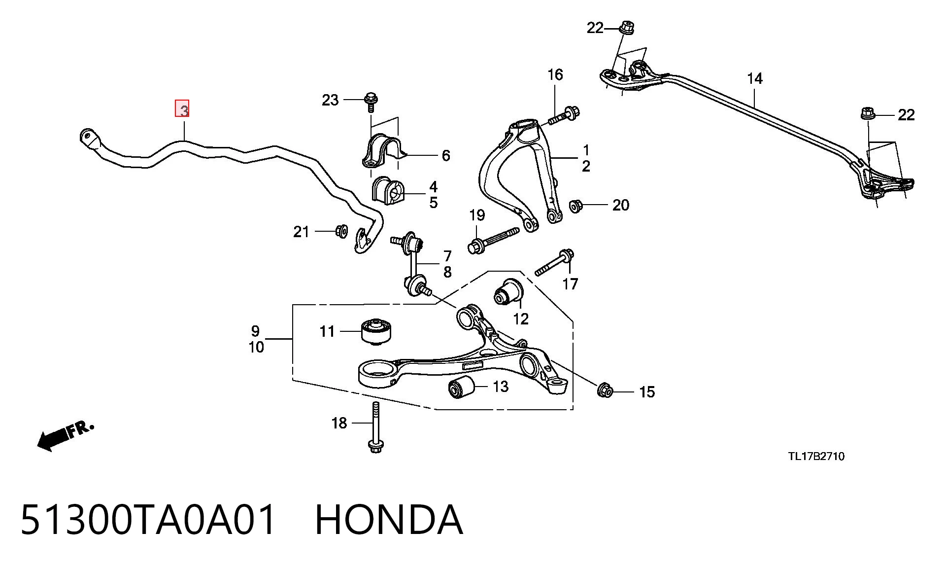 51300TA0A01 Honda Стабілізатор передньої підвіски