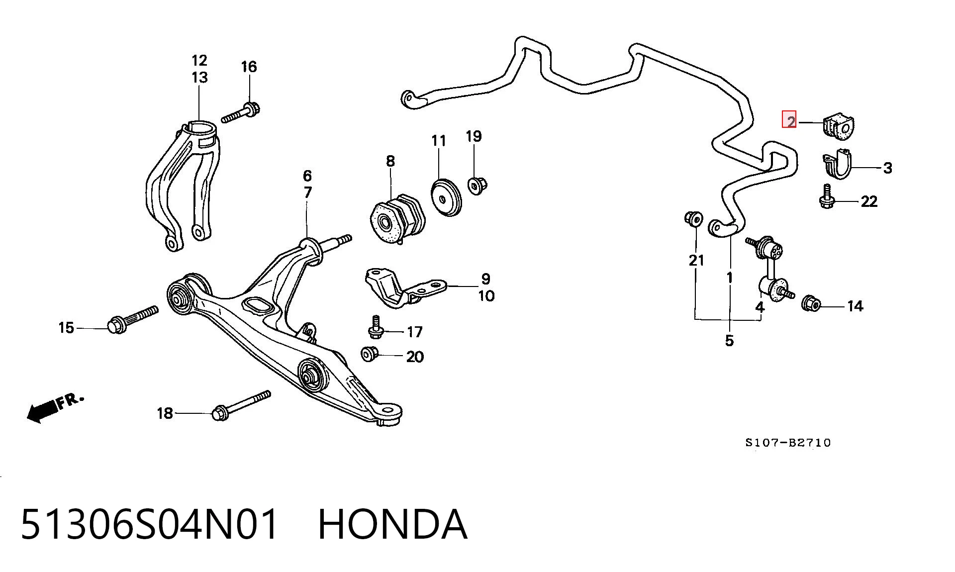 51306S04N01 Honda Втулка стабілізатора переднього