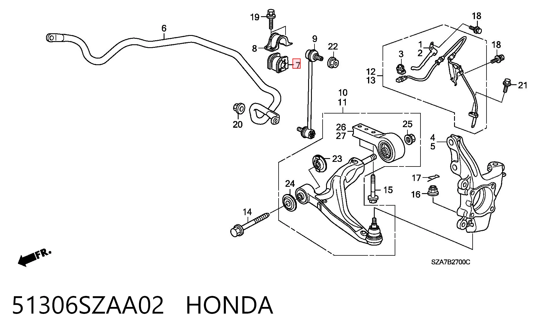 51306SZAA02 Honda Втулка стабілізатора переднього