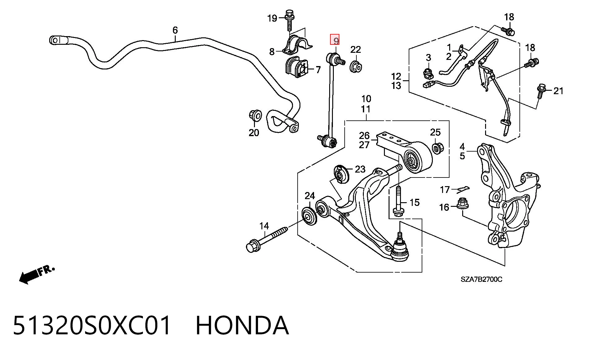 51320S0XC01 Honda Тяга переднього стабілізатора