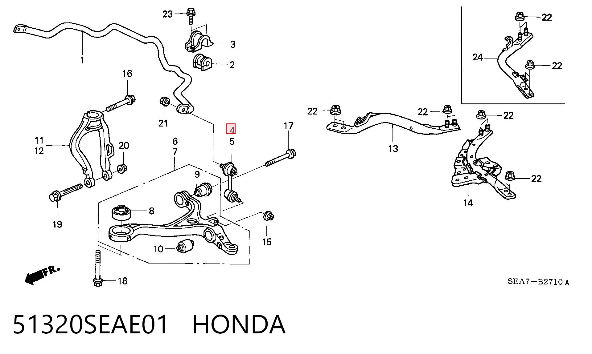 51320SEAE01 Honda Солдатик стабілізатора, переднього, правий