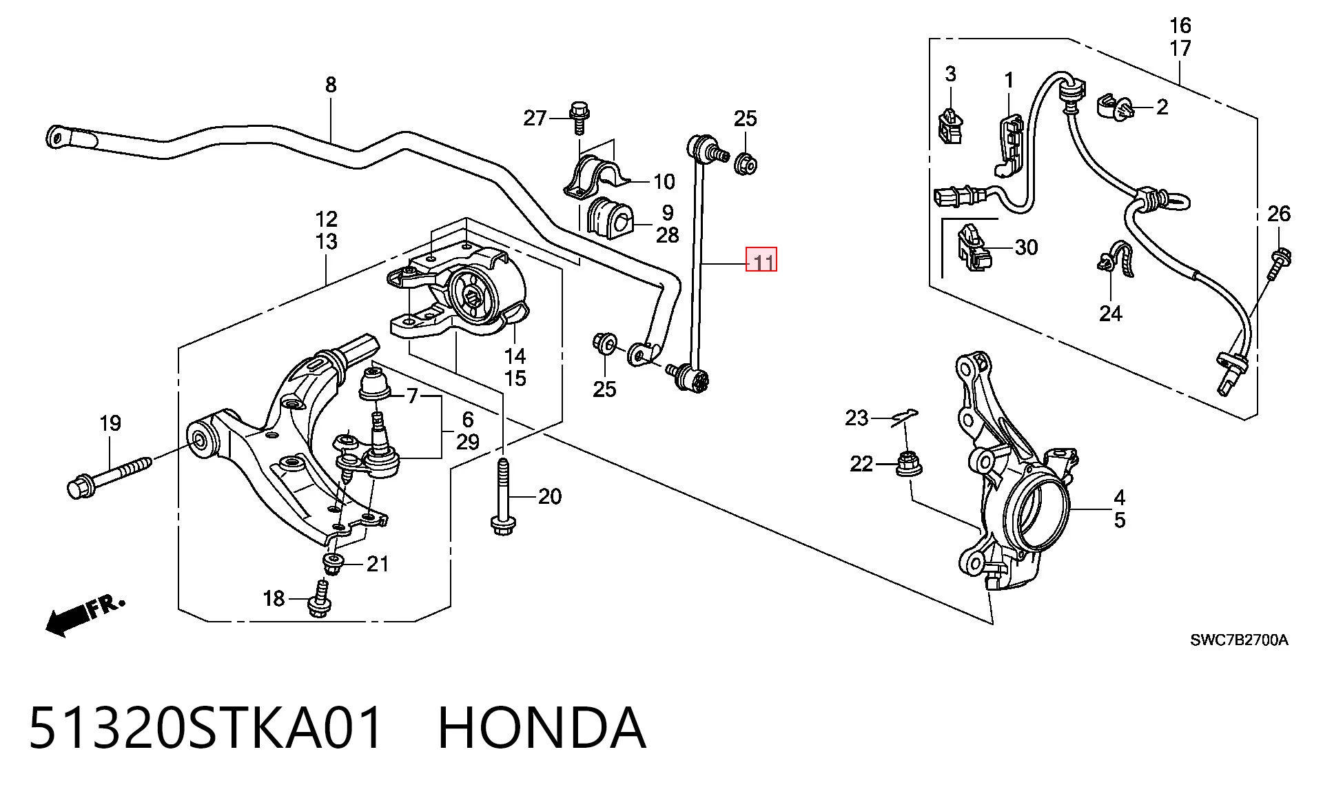 51320STKA01 Honda Тяга переднього стабілізатора