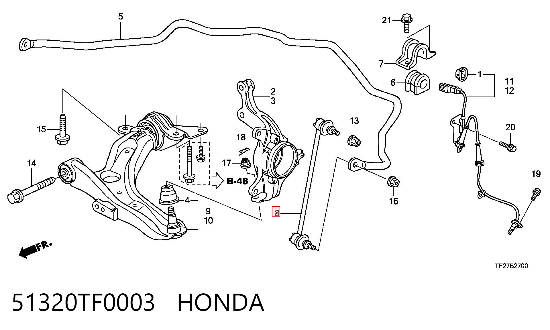 51320TF0003 Honda Тяга переднього стабілізатора