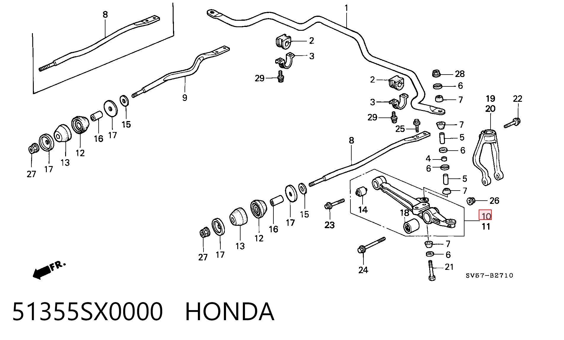  Важіль передньої підвіски нижній, правий Honda Accord 5