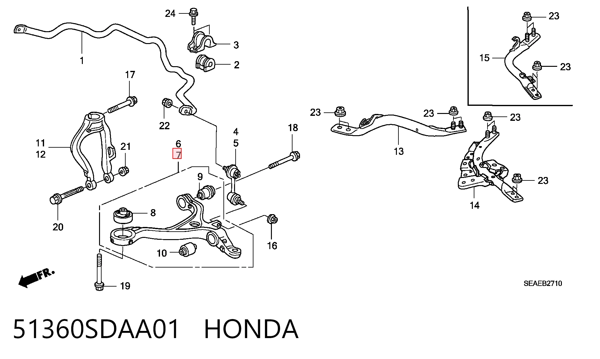 51360SDAA01 Honda Поперечний важіль